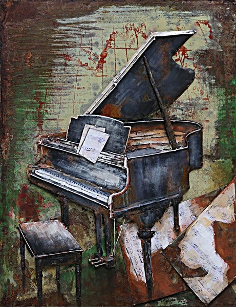 3D- Piano Oil Art Painting Piano Music Lover Perfect Gift Hand Made Artwork