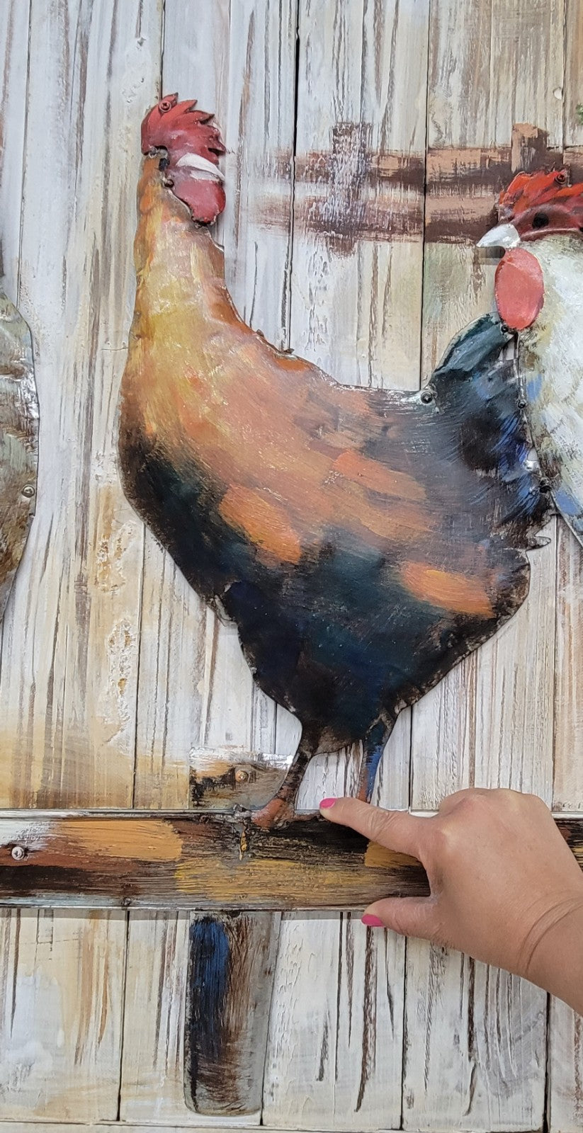 3D Rooster Wood Canvas Oil Painting 100% Hand-Made for Decor Gift