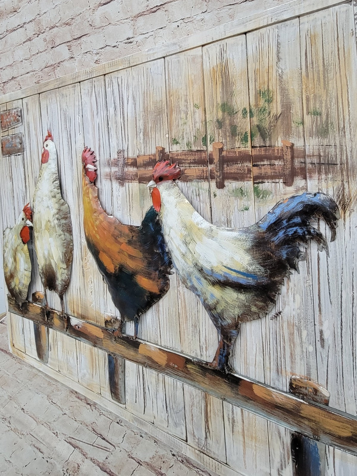 3D Rooster Wood Canvas Oil Painting 100% Hand-Made for Decor Gift