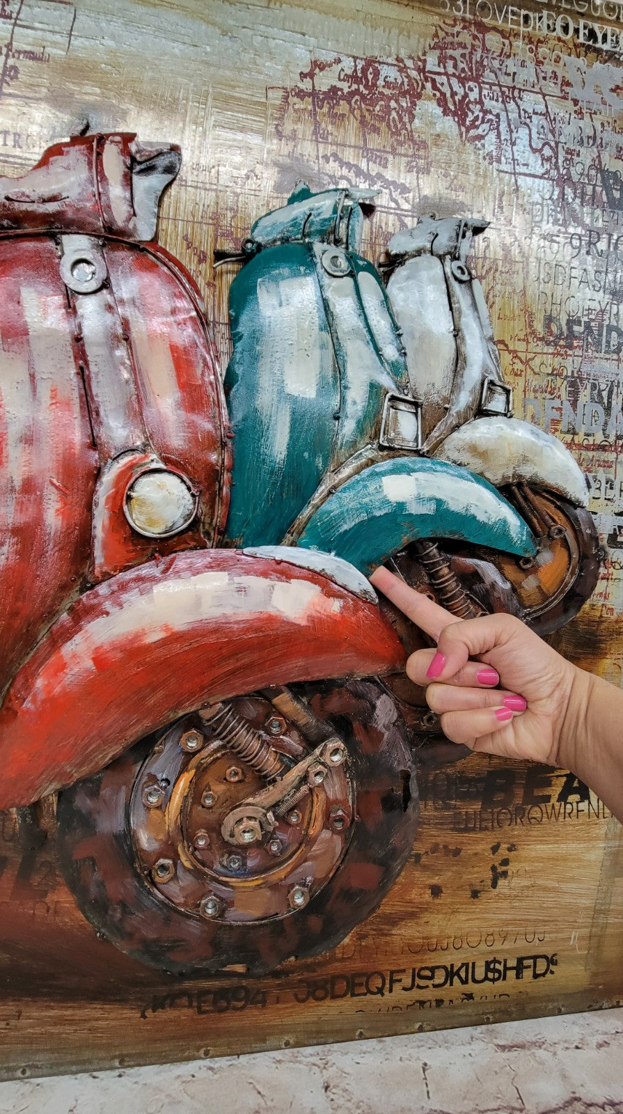 European 3D painting metal 32 x32 Inches Vespa Scooter Motor Bike Decor