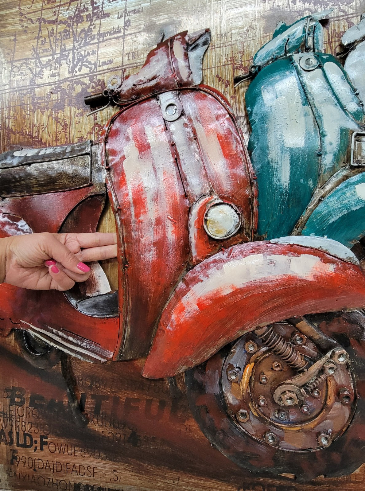 European 3D painting metal 32 x32 Inches Vespa Scooter Motor Bike Decor