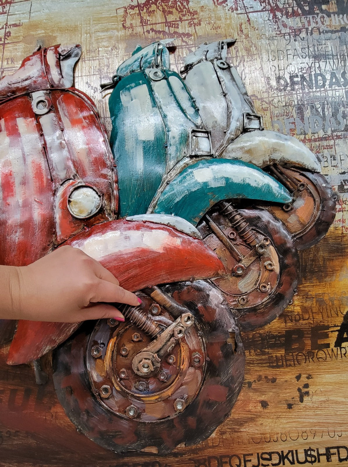 European 3D painting metal 32 x32 Inches Vespa Scooter Motor Bike Decor