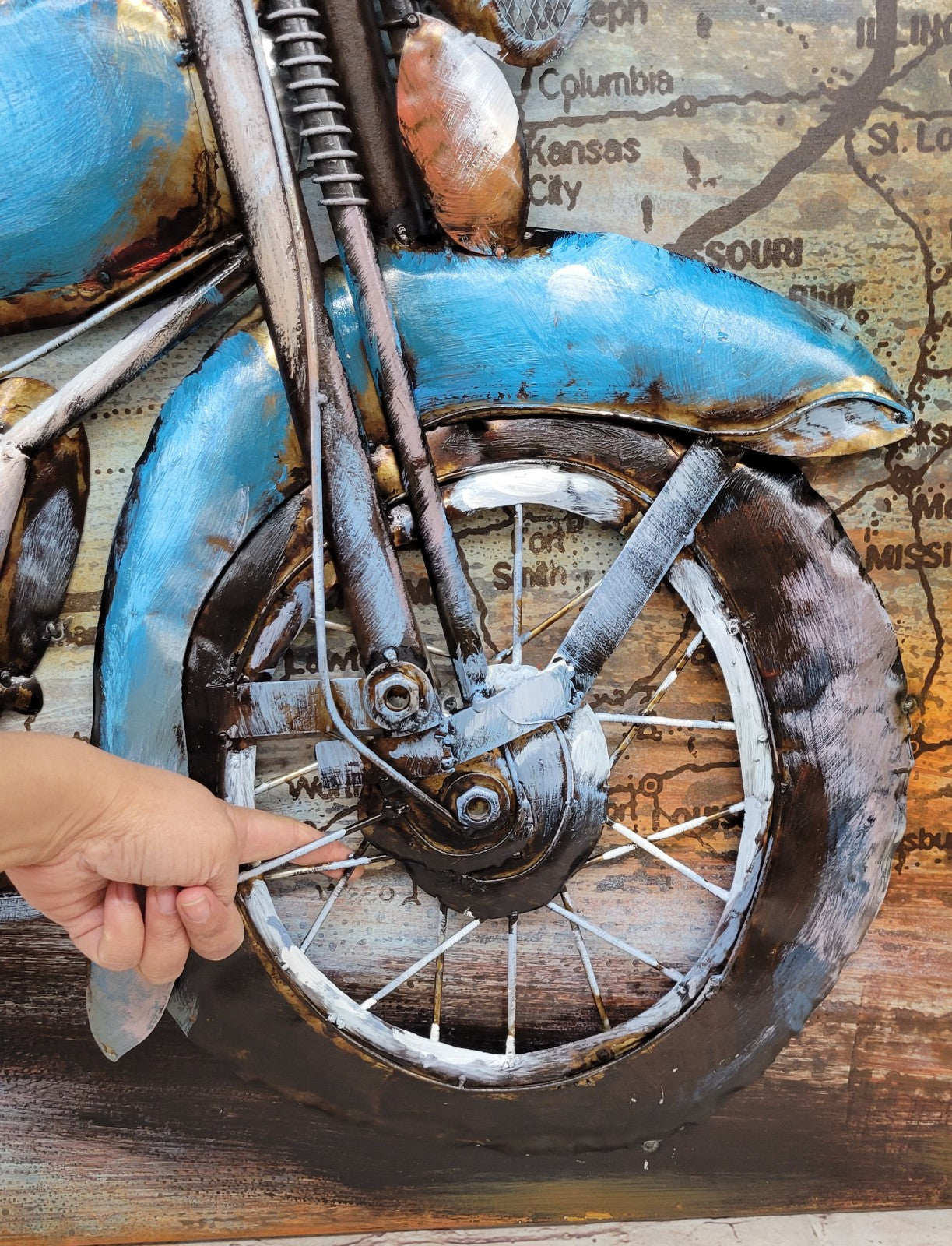 Buy Handcrafted Motorcycle Metal Wall Art – Rustic 3D Canvas Painting for Home & Garage Decor