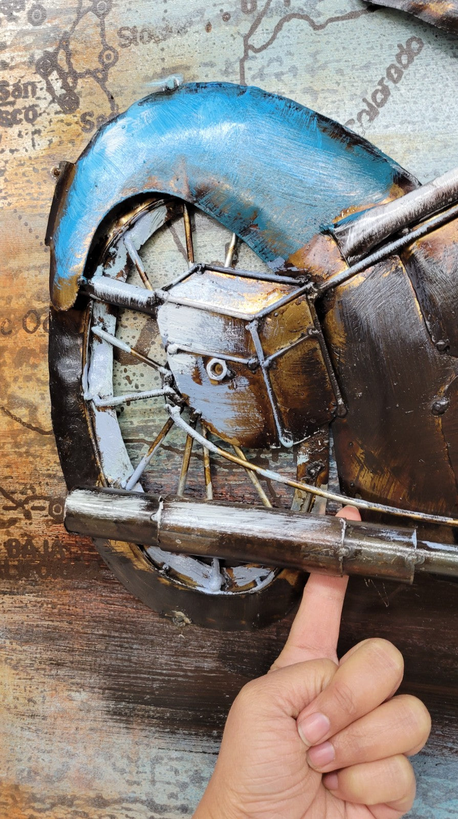 Buy Handcrafted Motorcycle Metal Wall Art – Rustic 3D Canvas Painting for Home & Garage Decor