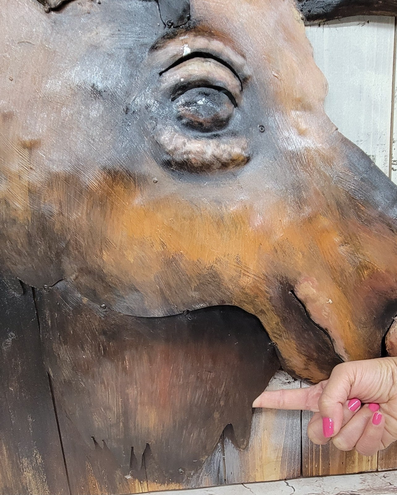 Art Deco Gorgeous Painting Wall Mount Moose Sculpture Home Office Decor Artwork