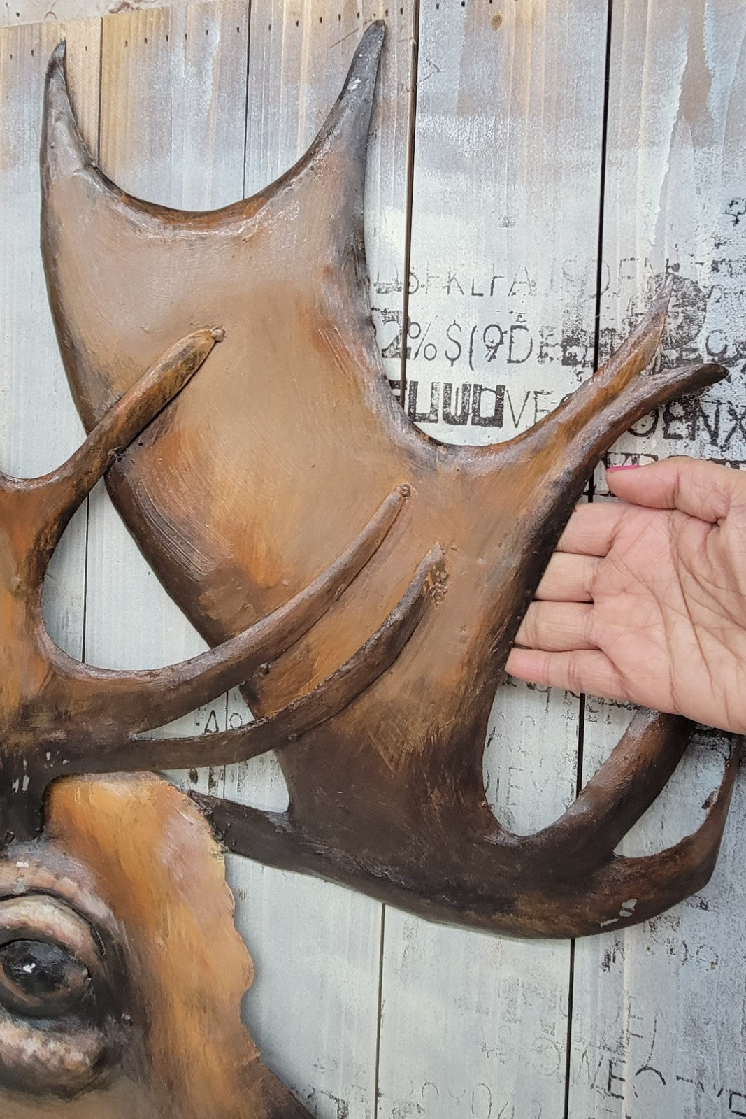 Art Deco Gorgeous Painting Wall Mount Moose Sculpture Home Office Decor Artwork