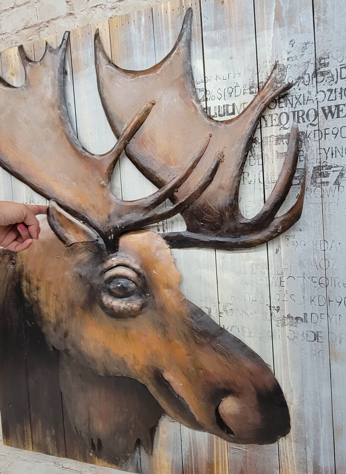 Art Deco Gorgeous Painting Wall Mount Moose Sculpture Home Office Decor Artwork
