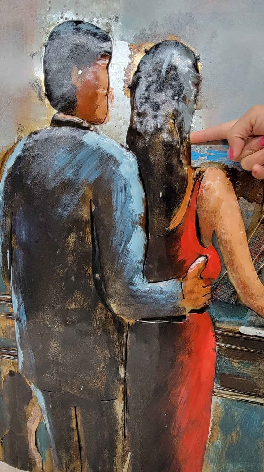 Wall Mount Ready to Hang Romantic Scene in Parise France Detailed Artwork