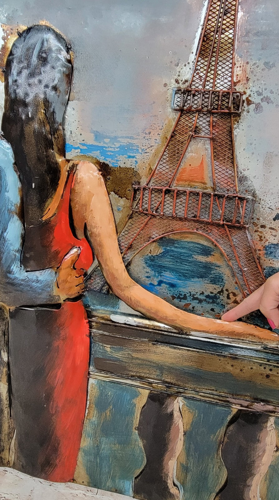 Wall Mount Ready to Hang Romantic Scene in Parise France Detailed Artwork