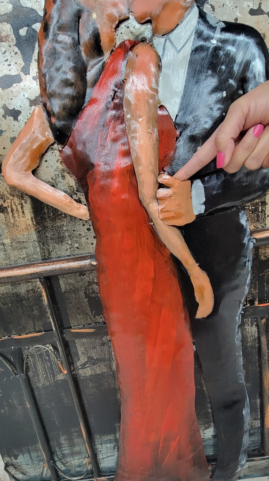 Good Night Romantic Couple Kissing 3 Dimentional Painting for Bedroom