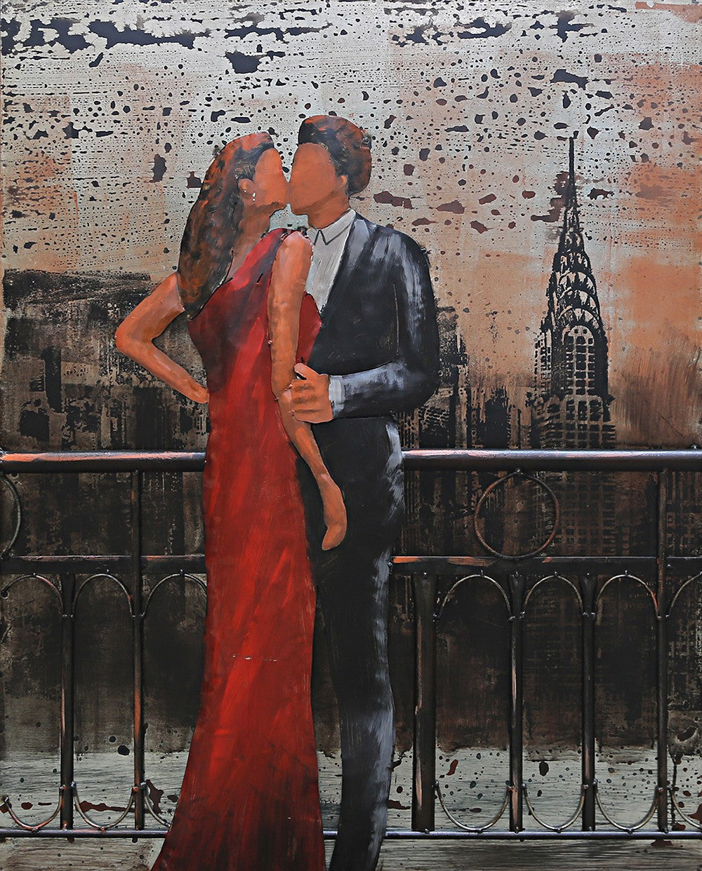 Good Night Romantic Couple Kissing 3 Dimentional Painting for Bedroom