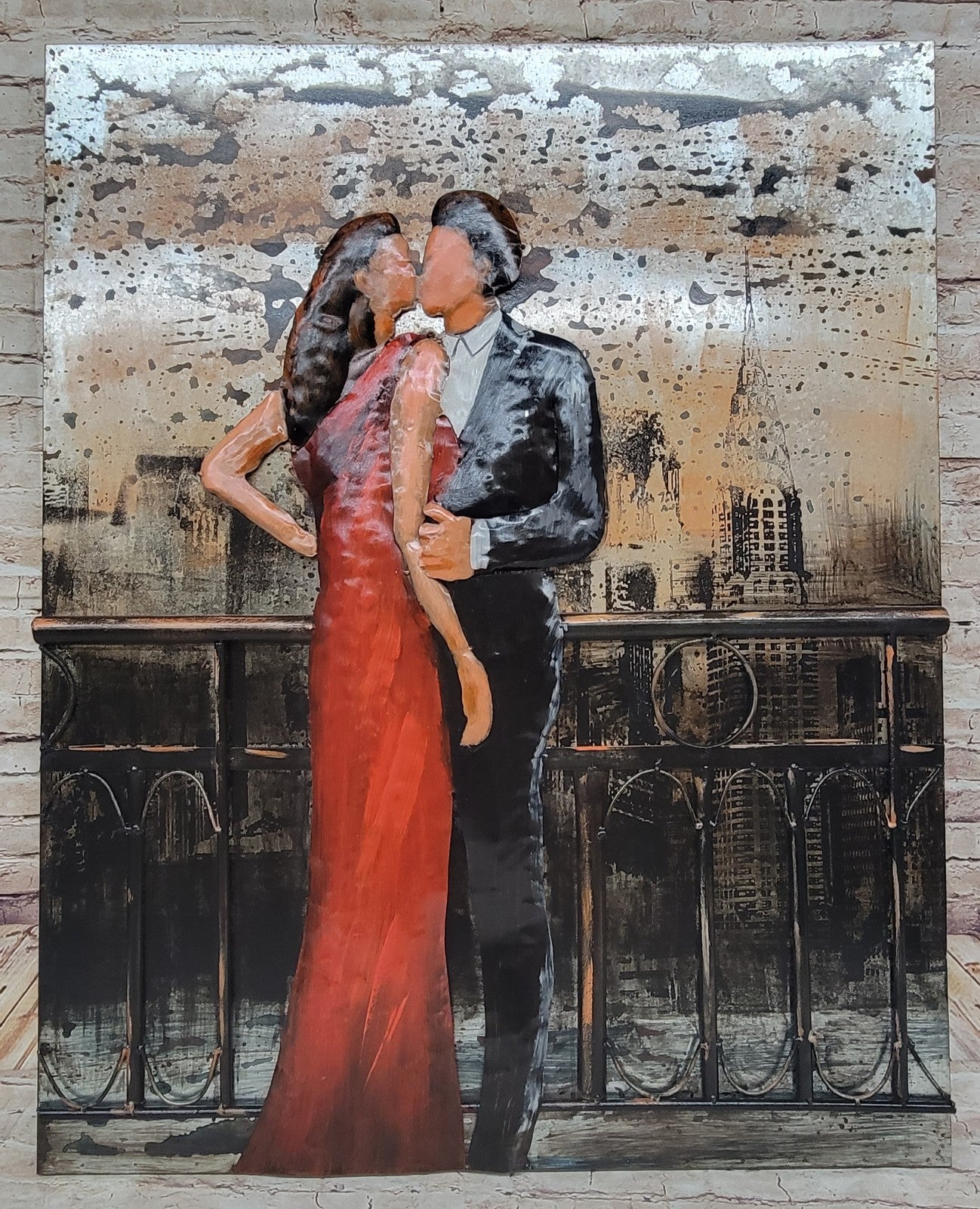 Good Night Romantic Couple Kissing 3 Dimentional Painting for Bedroom