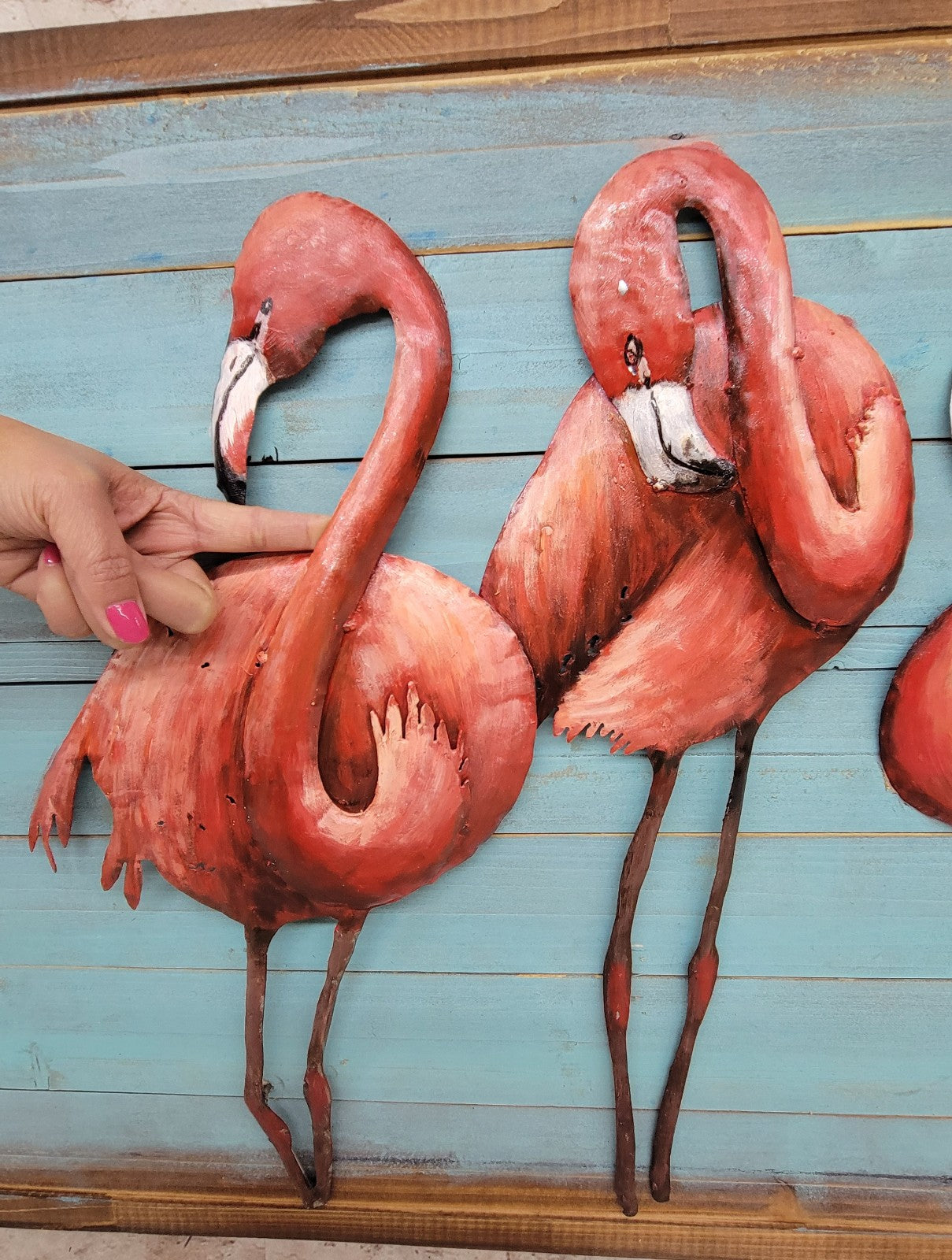 IMPRESSIONISM CONTEMPORARY Pink Flamingos 3 Dimensional oil Painting