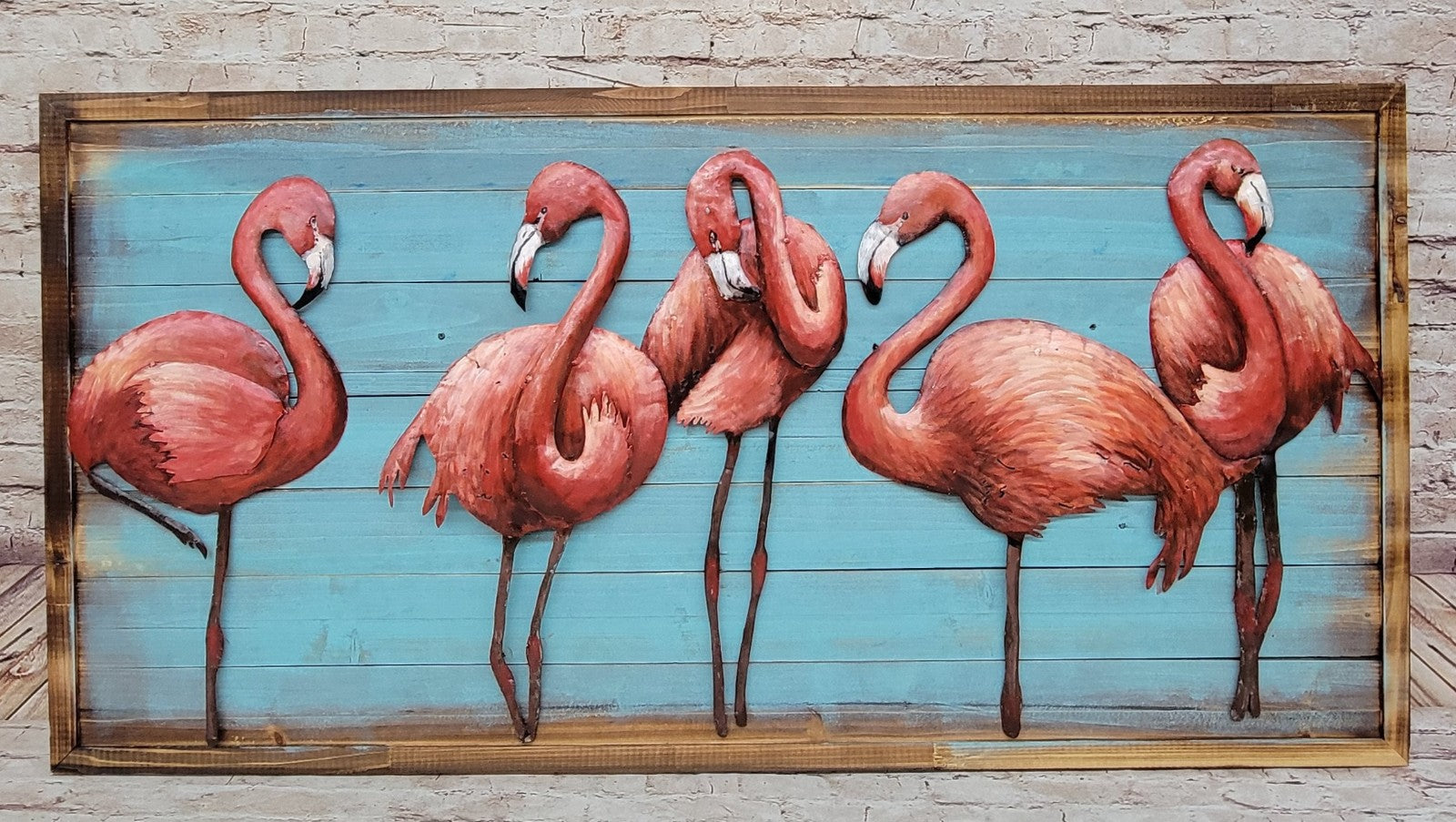 IMPRESSIONISM CONTEMPORARY Pink Flamingos 3 Dimensional oil Painting