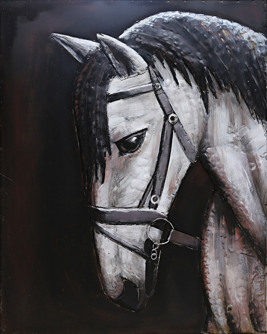 European Bronze Finery Golden Horse Hand Painted 3D Metal Wall Art Sale