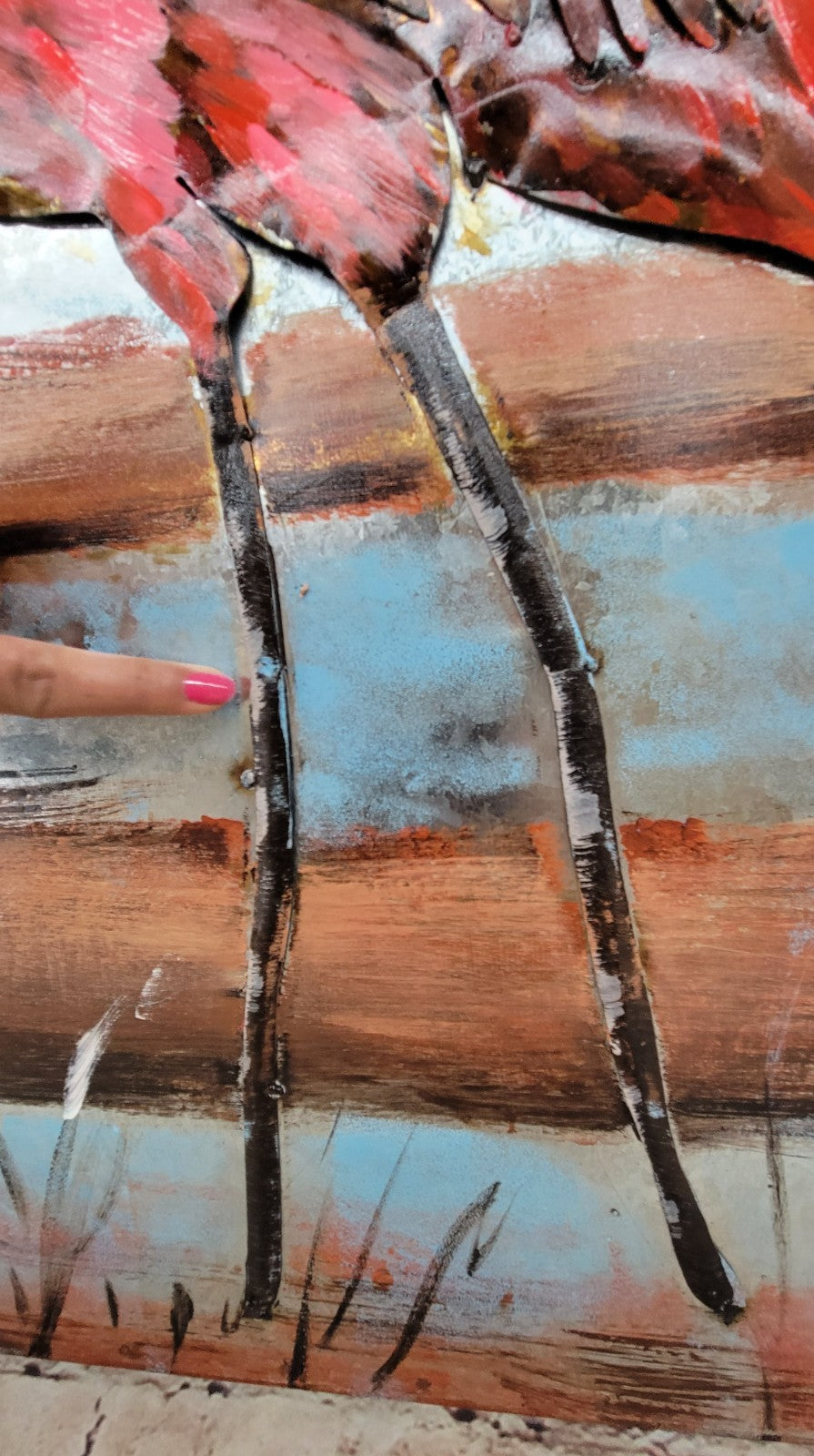 Handcrafted 3D Flamingo Metal Wall Art 32 by 32 Inches Artwork Sculpture