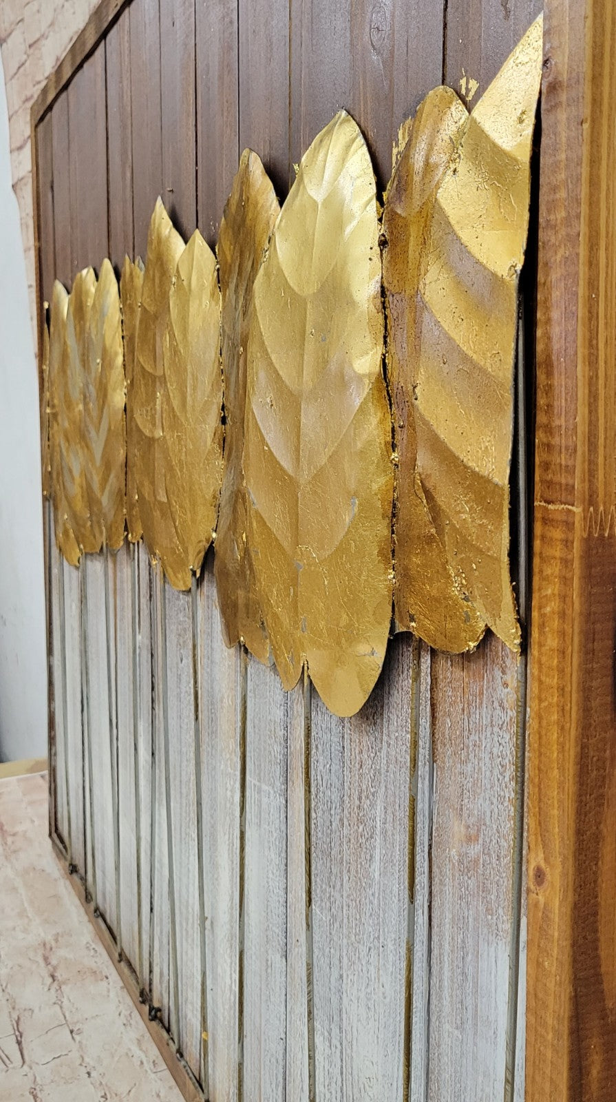 Canvas Wall Art - 3D Effect Gold Leaves Modern Abstract Home Decor Gift