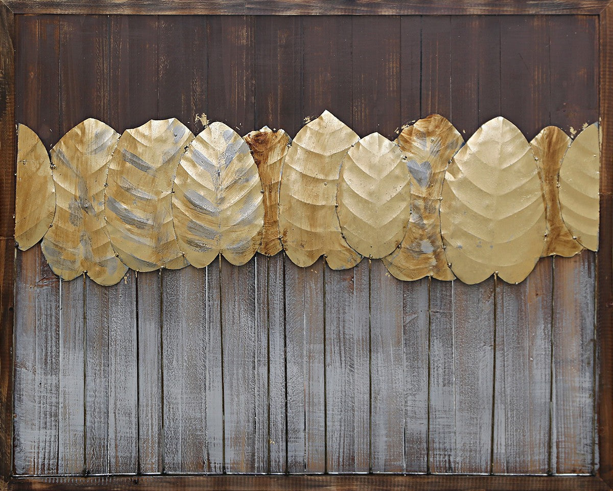 Canvas Wall Art - 3D Effect Gold Leaves Modern Abstract Home Decor Gift