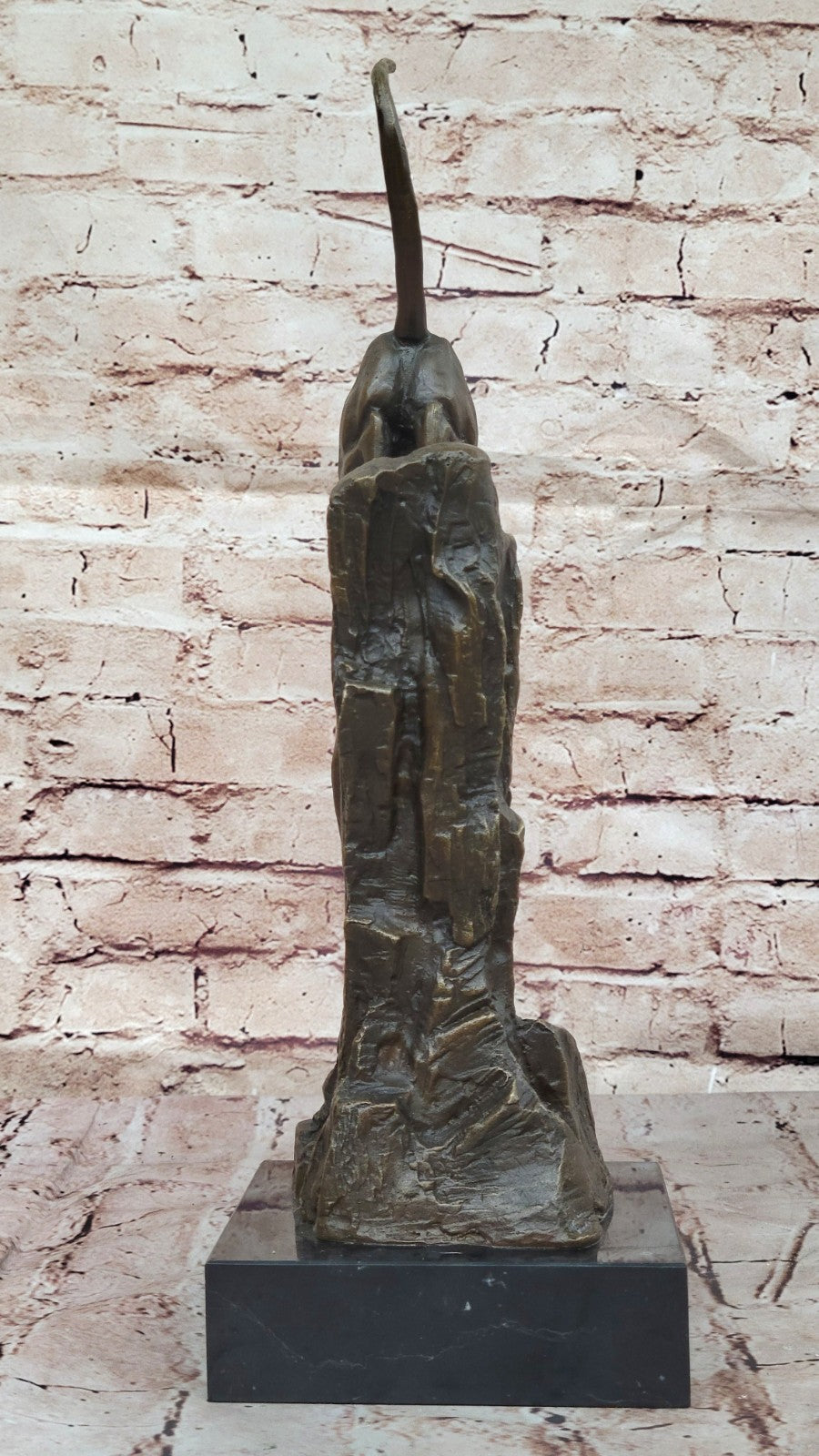 Fierce Panther Jumping Bronze Sculpture Statue Jungle Cat Wildlife Figurine