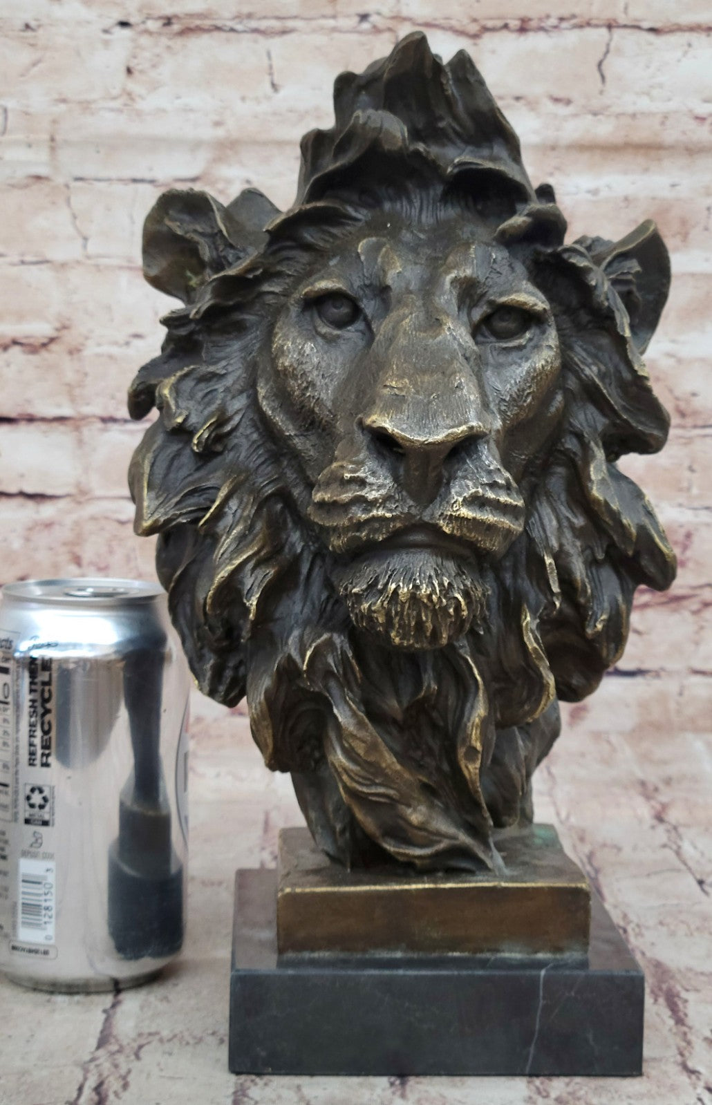 Art Sculpture Pure Bronze Copper Marble Abstract Fu Foo Dog Lion Statue Figurine