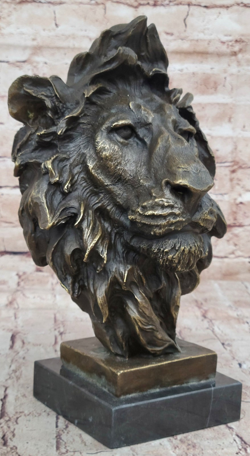 Art Sculpture Pure Bronze Copper Marble Abstract Fu Foo Dog Lion Statue Figurine