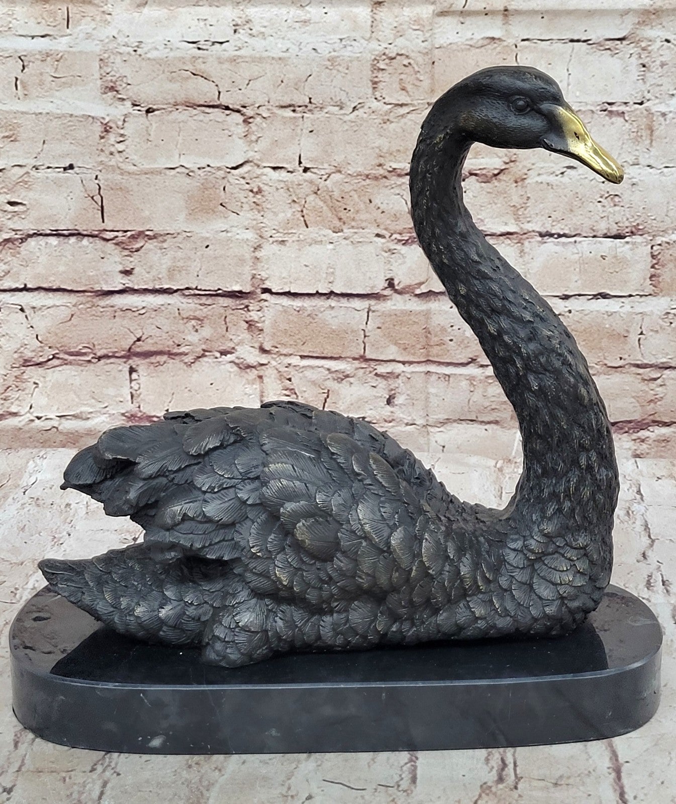Swan Geese Backyard Pond Bird Lover Gift Art Bronze Marble Statue Sculpture