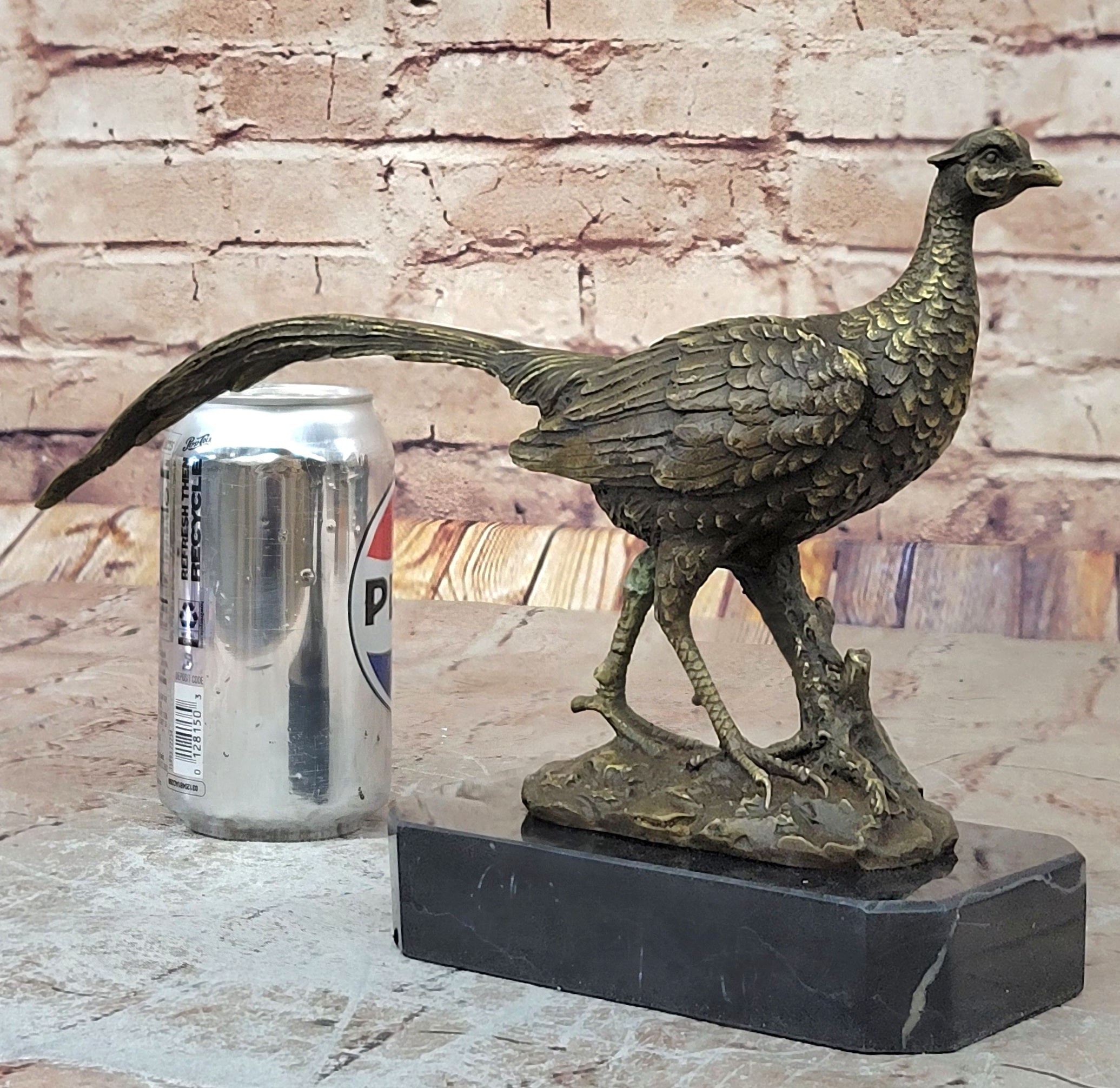 Lifelike Bronze Pheasant Statue Wildlife Sculpture Farm Decor Collector`s Item