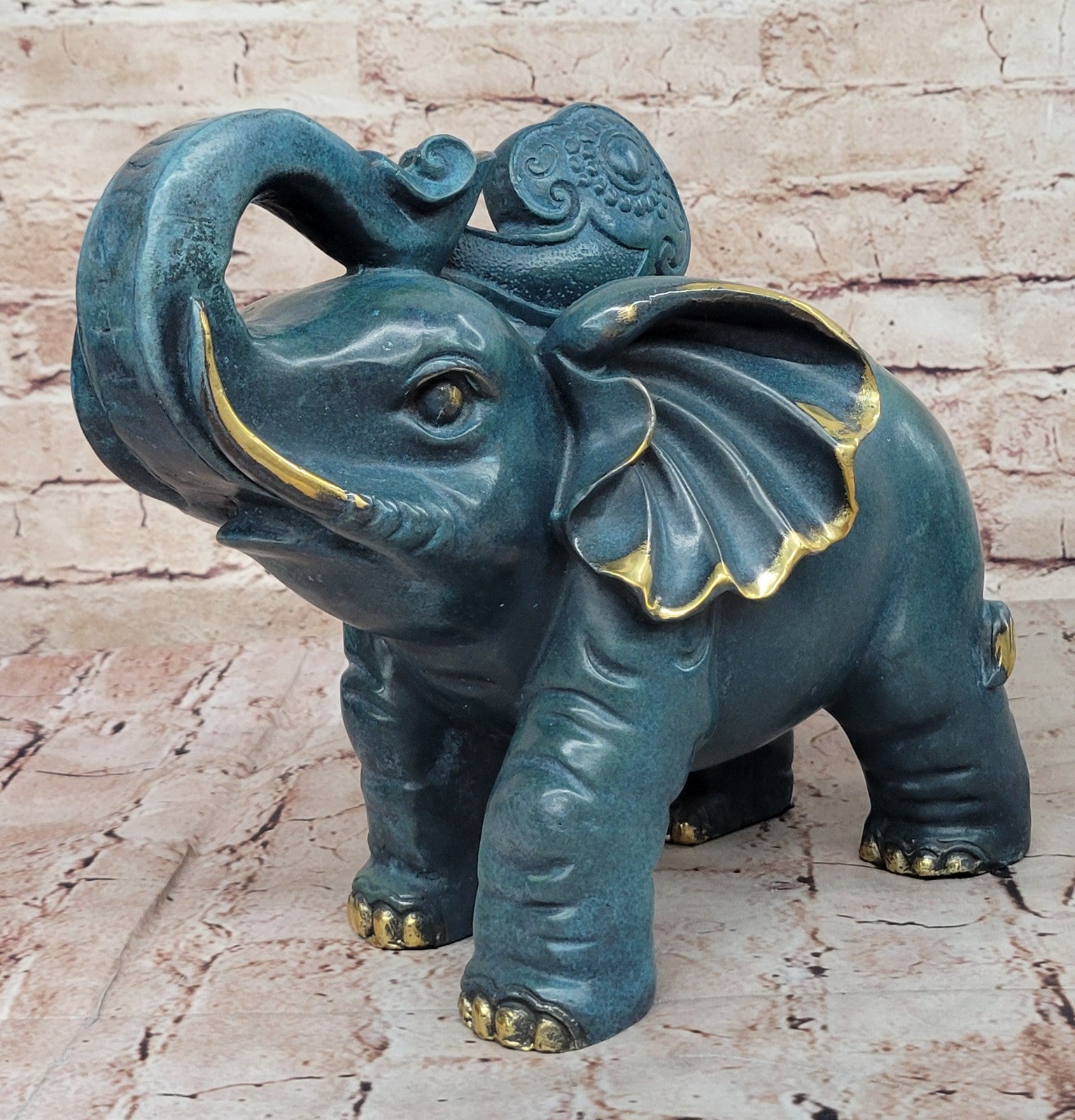Feng Shui Bronze Elephant Statue Sculpture Handmade Lucky Animal Home Ornament