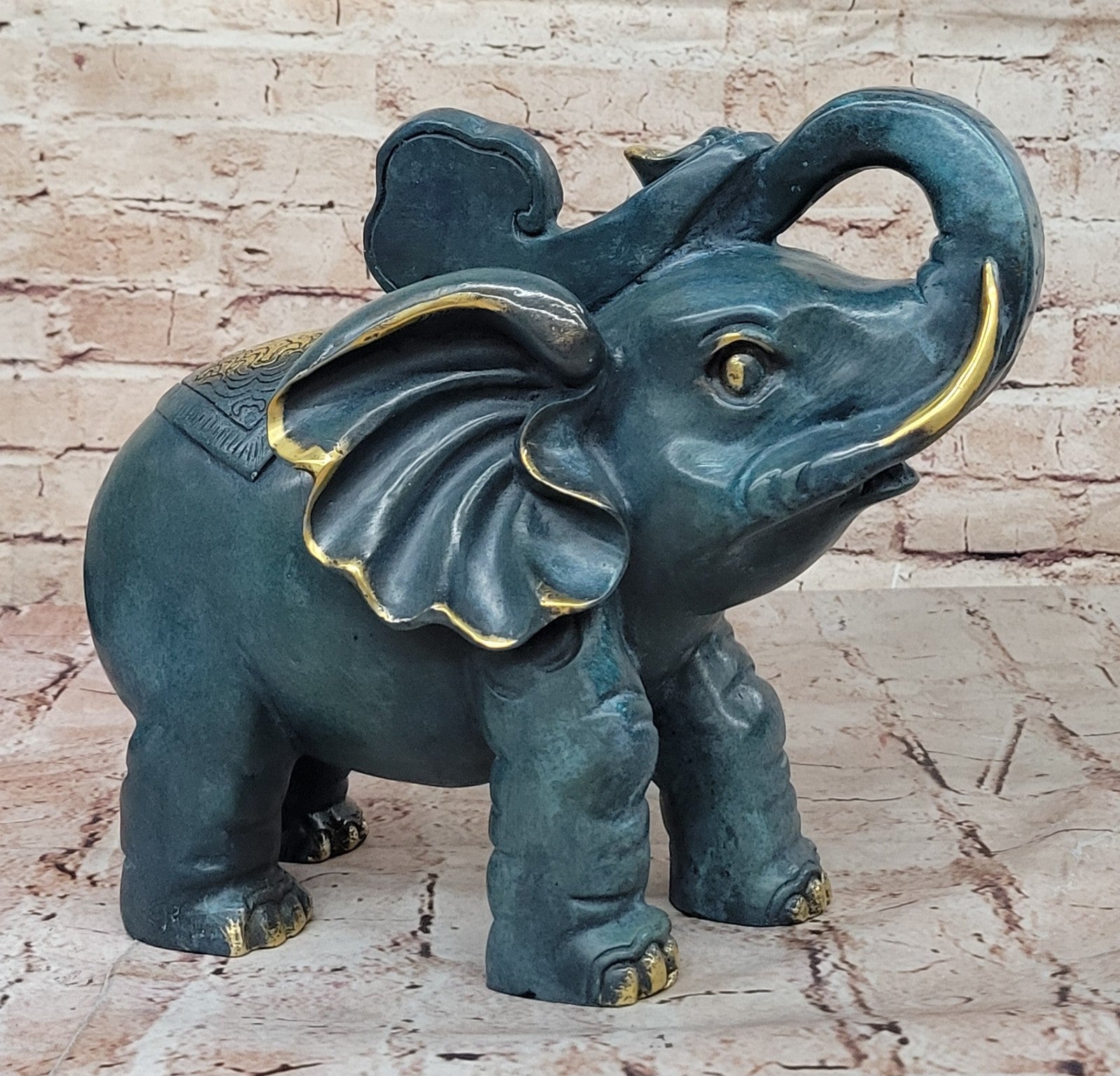 Feng Shui Bronze Elephant Statue Sculpture Handmade Lucky Animal Home Ornament