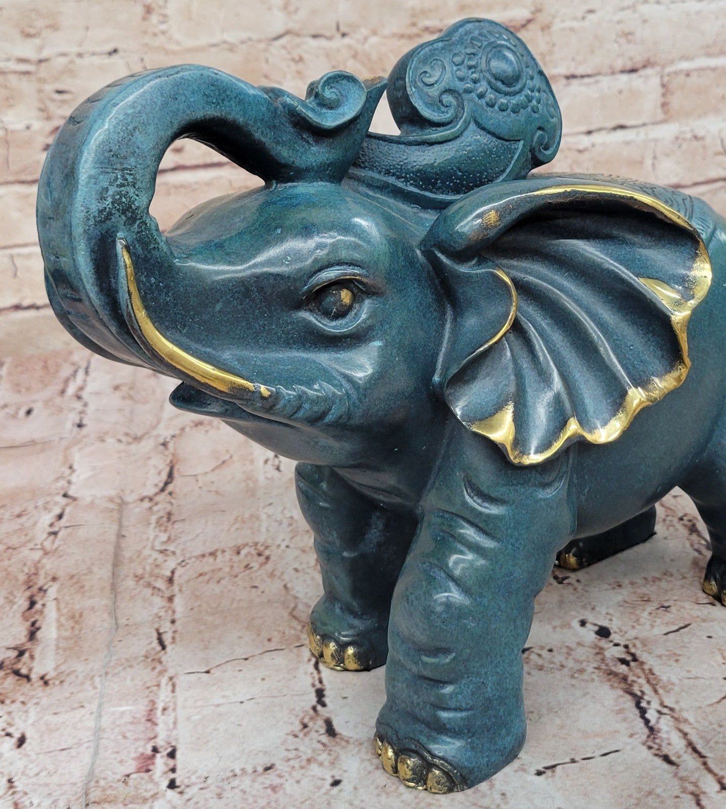 Feng Shui Bronze Elephant Statue Sculpture Handmade Lucky Animal Home Ornament