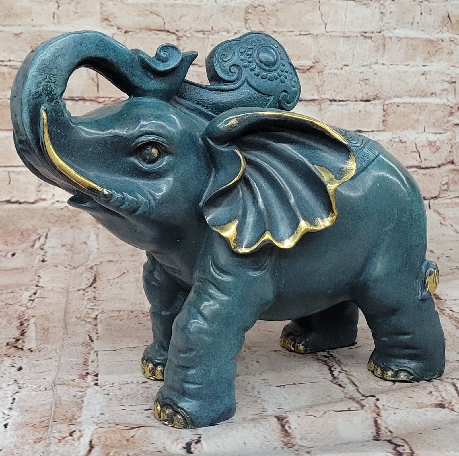 Feng Shui Bronze Elephant Statue Sculpture Handmade Lucky Animal Home Ornament