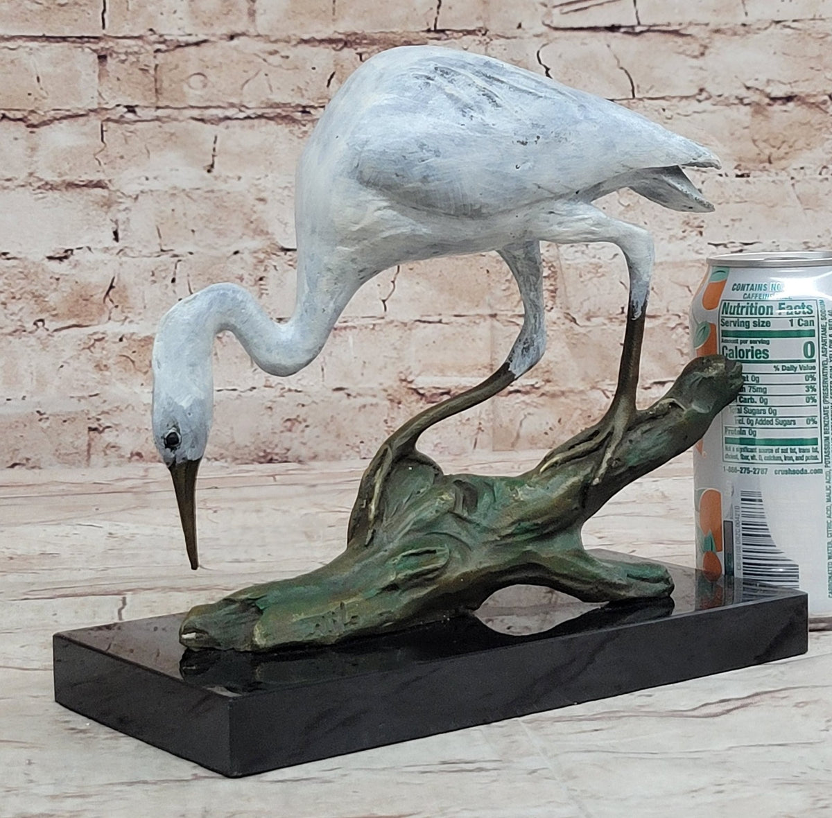 Contemporary Crane Brown Patina Bronze Patina Stylized Garden Bird Statues Decor