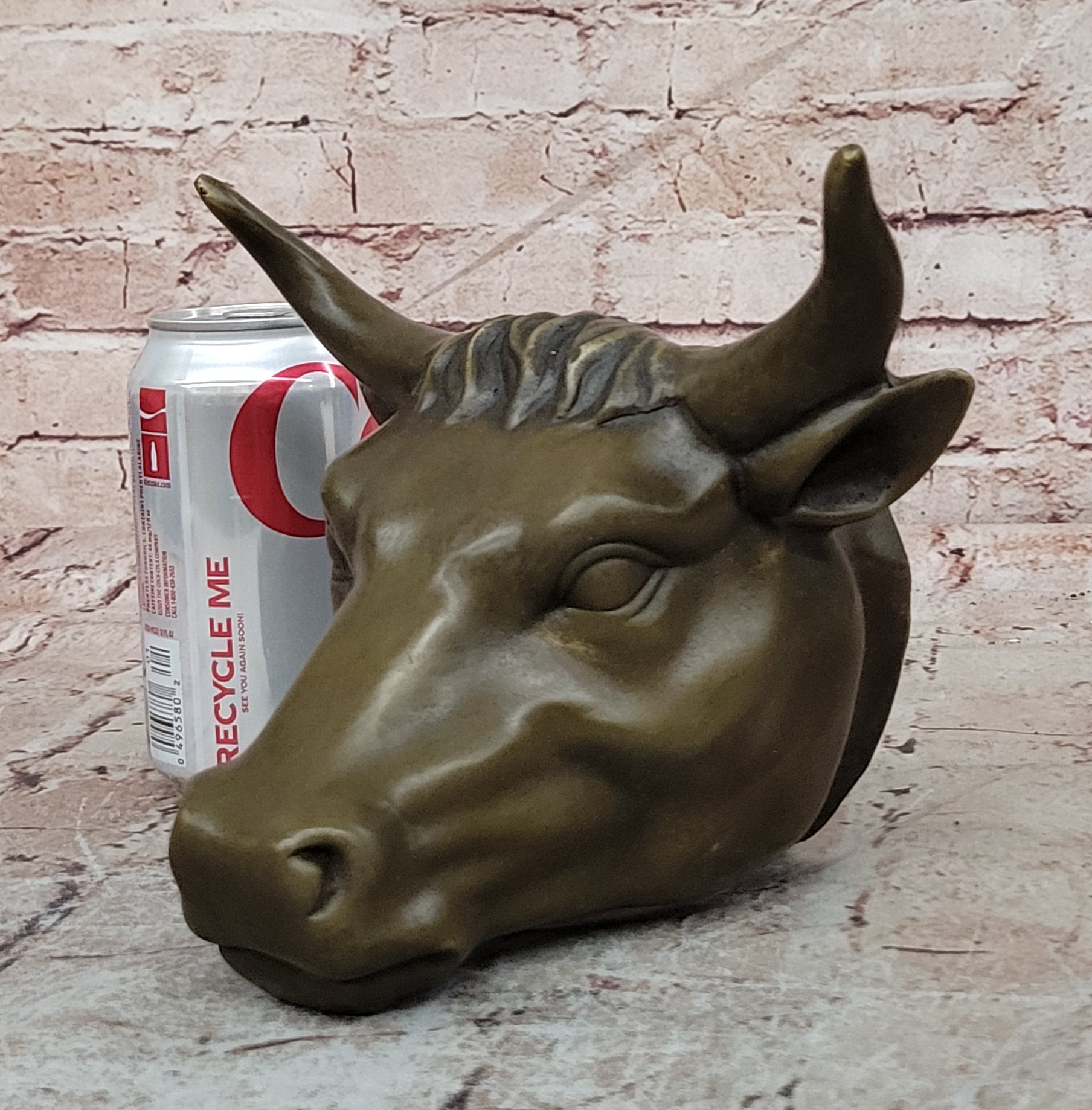 BULLS HEAD WALL HANGING 19CM BRONZE FINISH GARDEN/INDOOR PATIO ORNAMENT STATUE