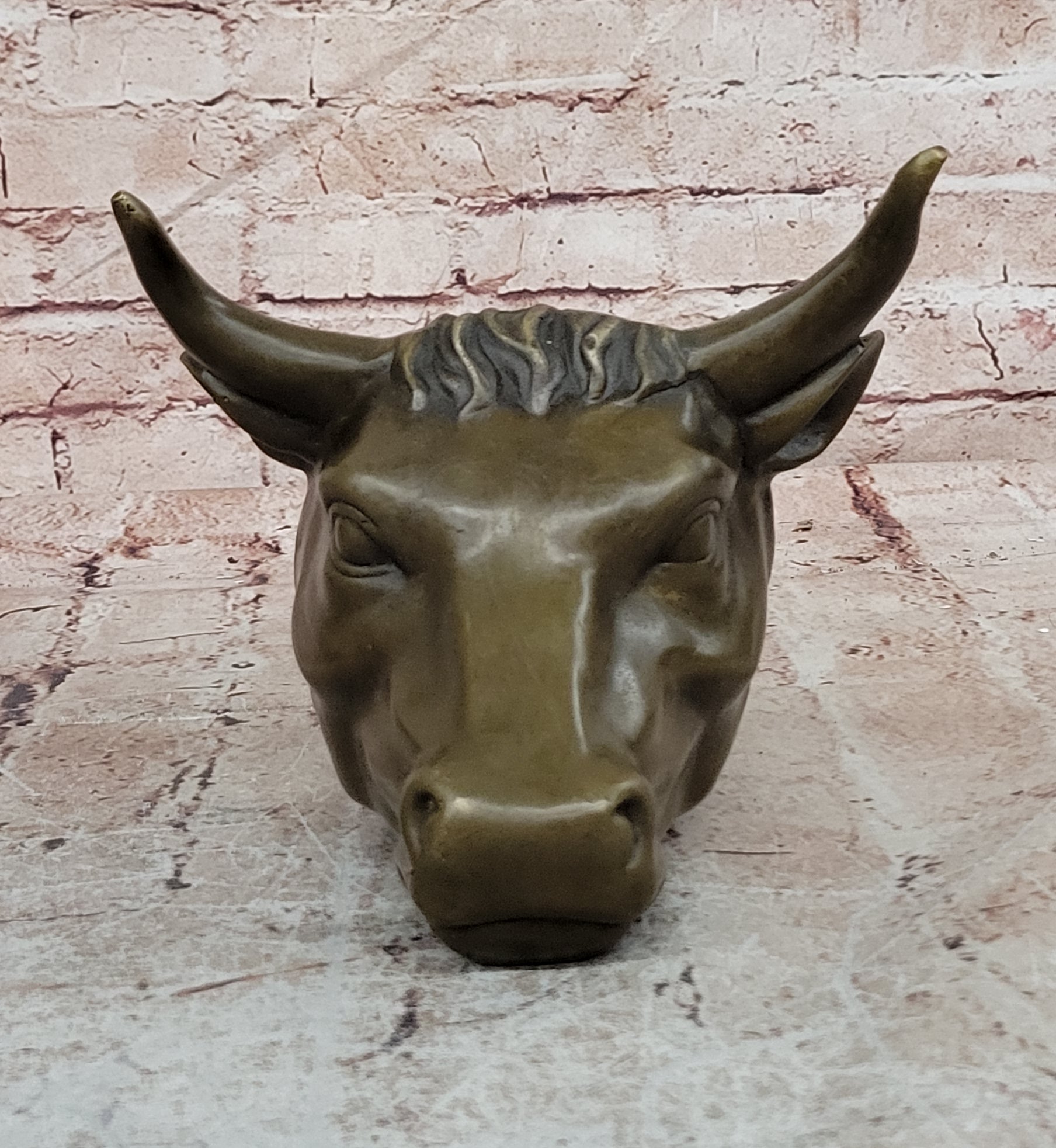 BULLS HEAD WALL HANGING 19CM BRONZE FINISH GARDEN/INDOOR PATIO ORNAMENT STATUE