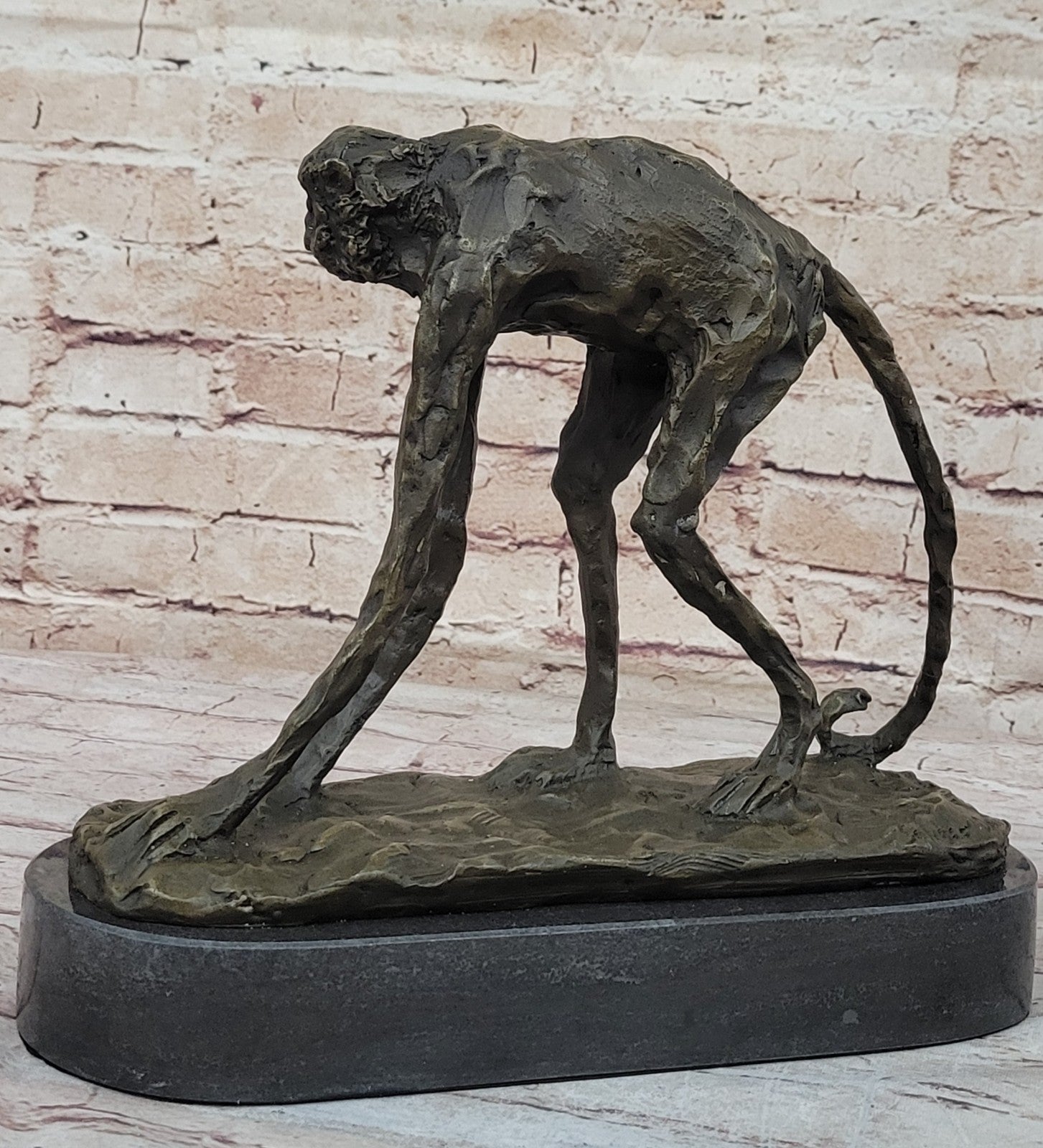 Very Nice Vintage Signed Milo Original Bronze Monkey Sculpture Lost Wax Method