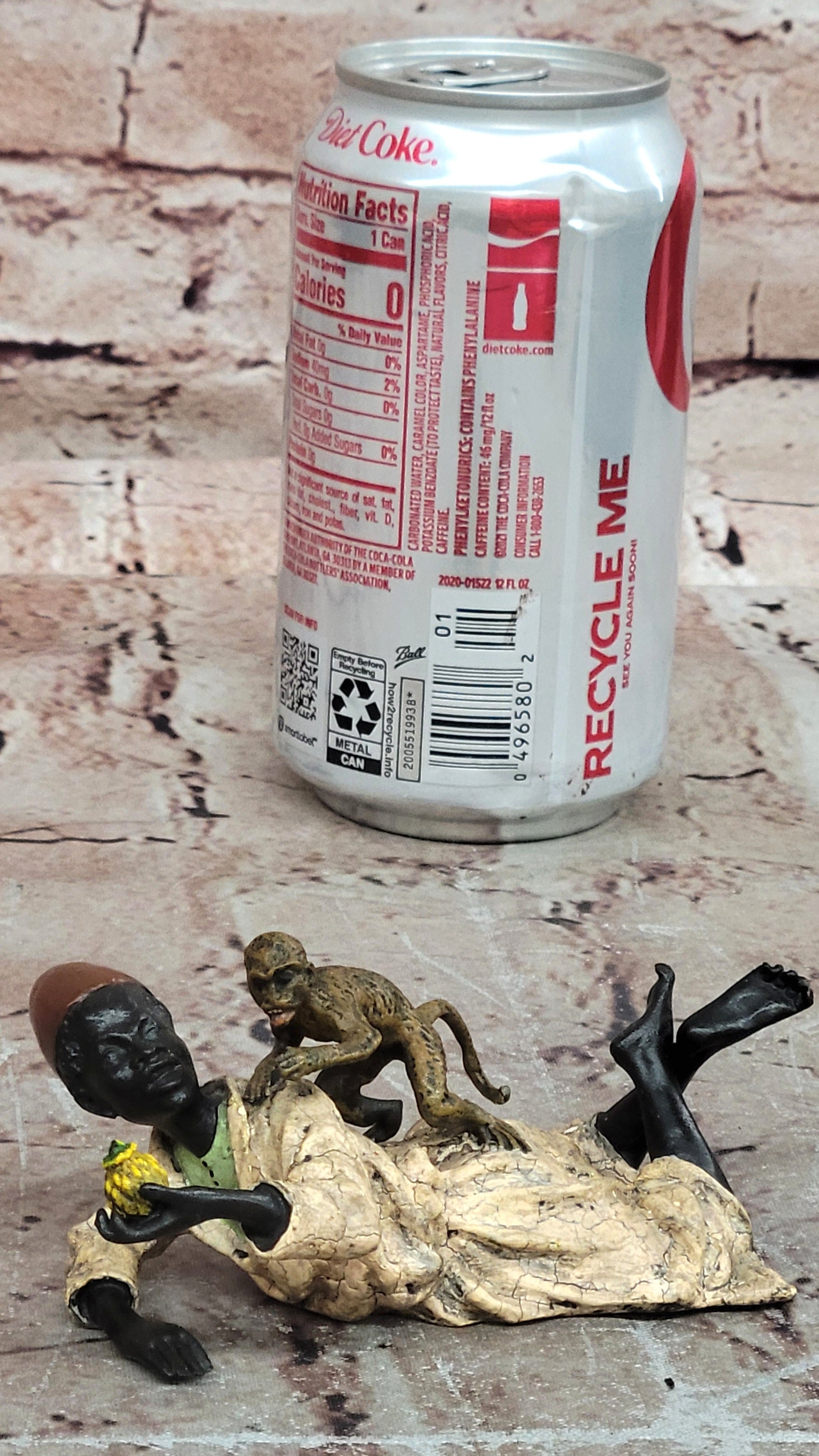 Cold Painted Vienna Bronze Arab Man with Monkey After Bergman Figurine