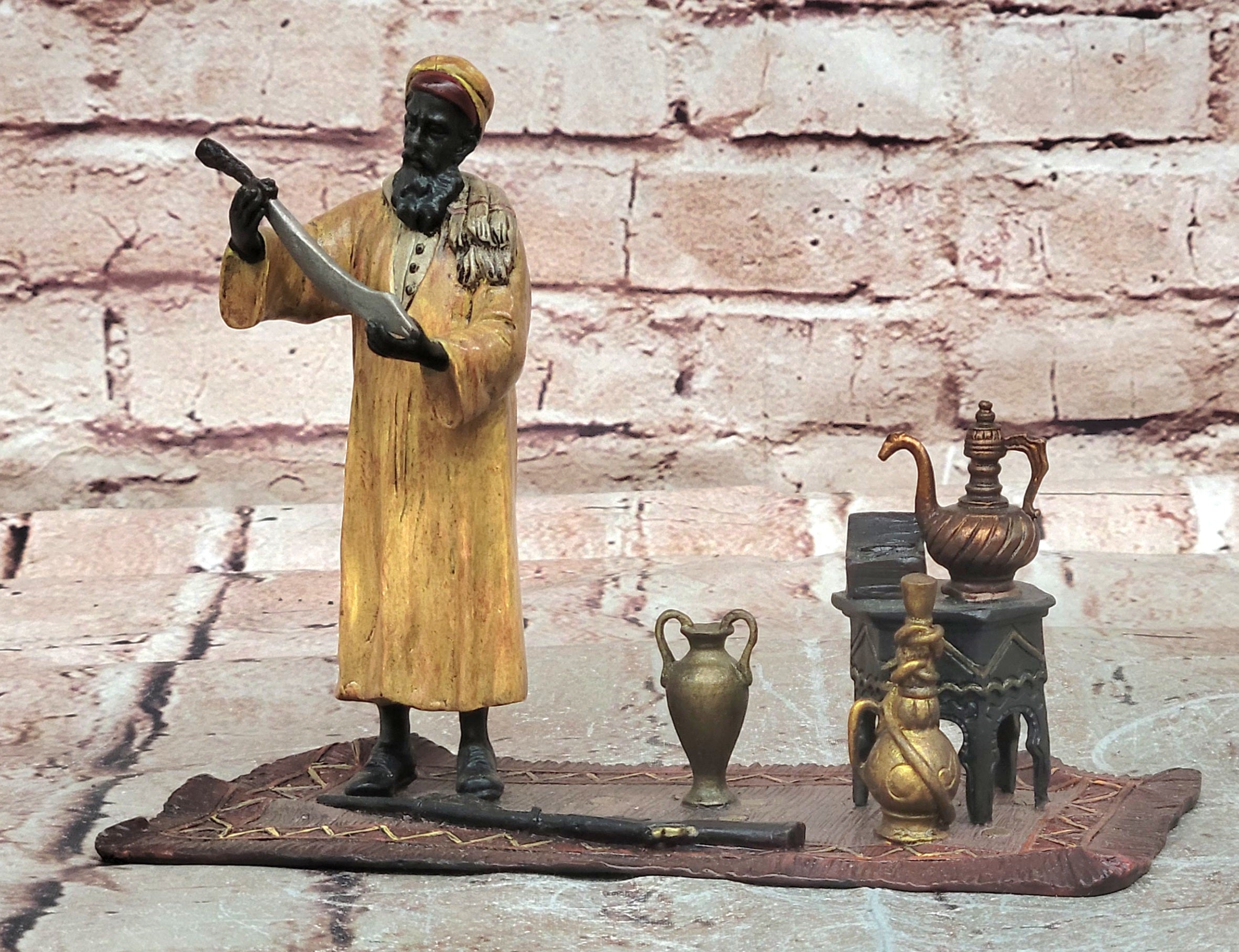 Vienna Bergman Bronze Arab Merchant with Carpet Collectible Statue