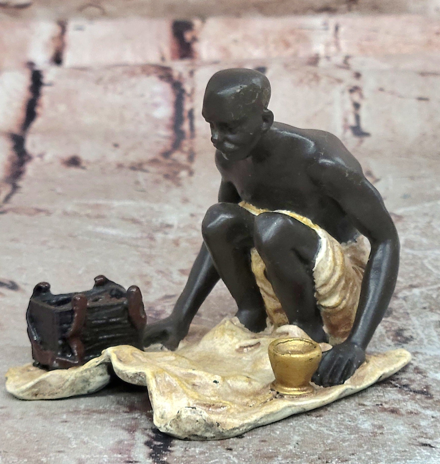 Cold Painted Orientalist Bronze Barber Scene Gallery Edition Artwork