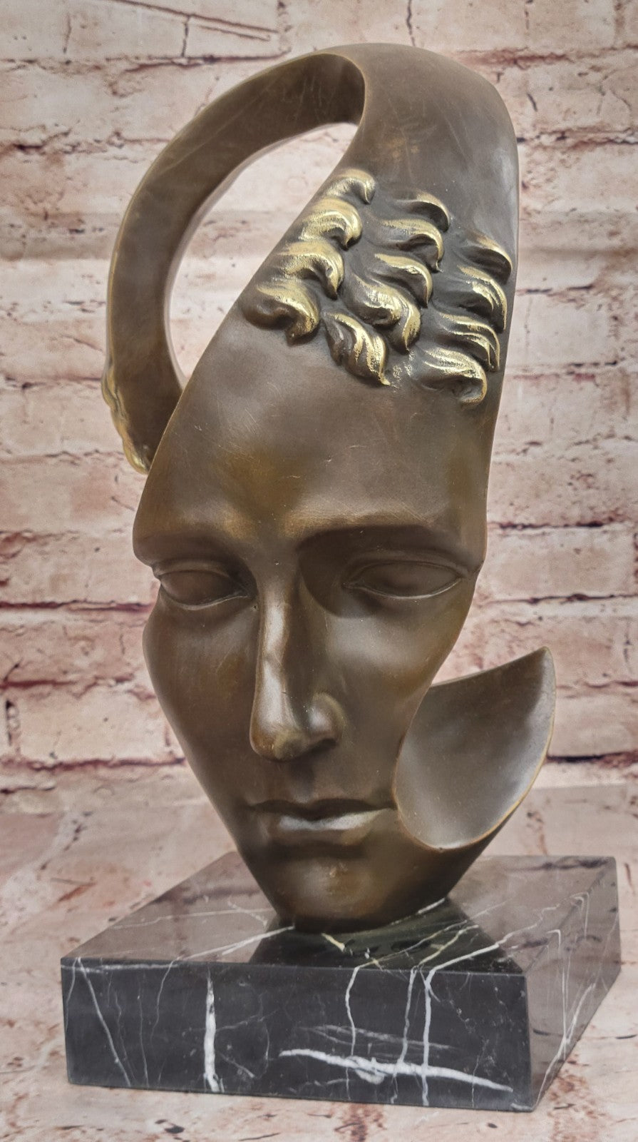 Bronze abstract statue Male Dali head bronze sculpture people face 100% bronze