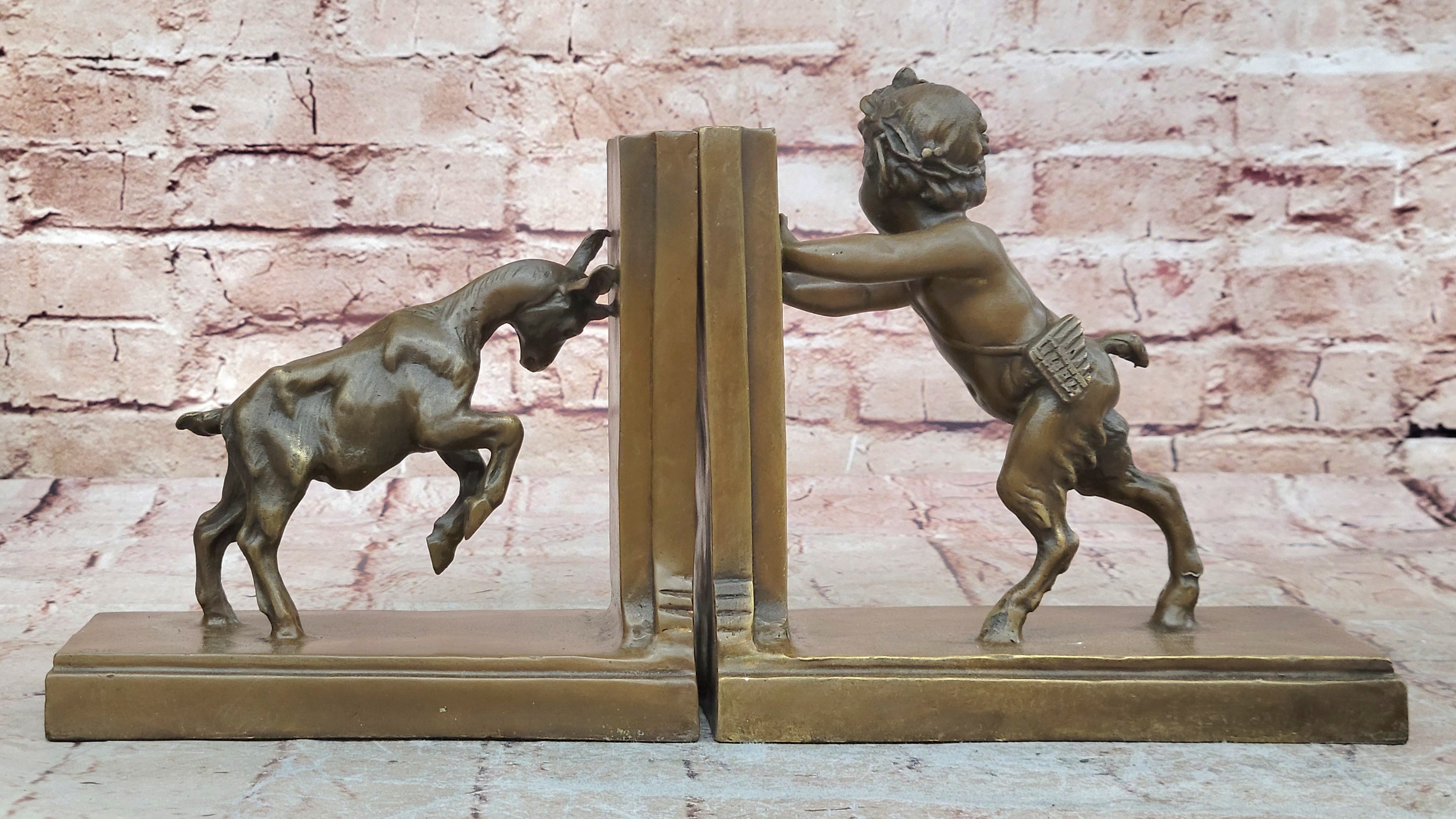 Bronze Sculpture Statue Signed by Milo Art Deco Satyr with Goat Classic Figurine