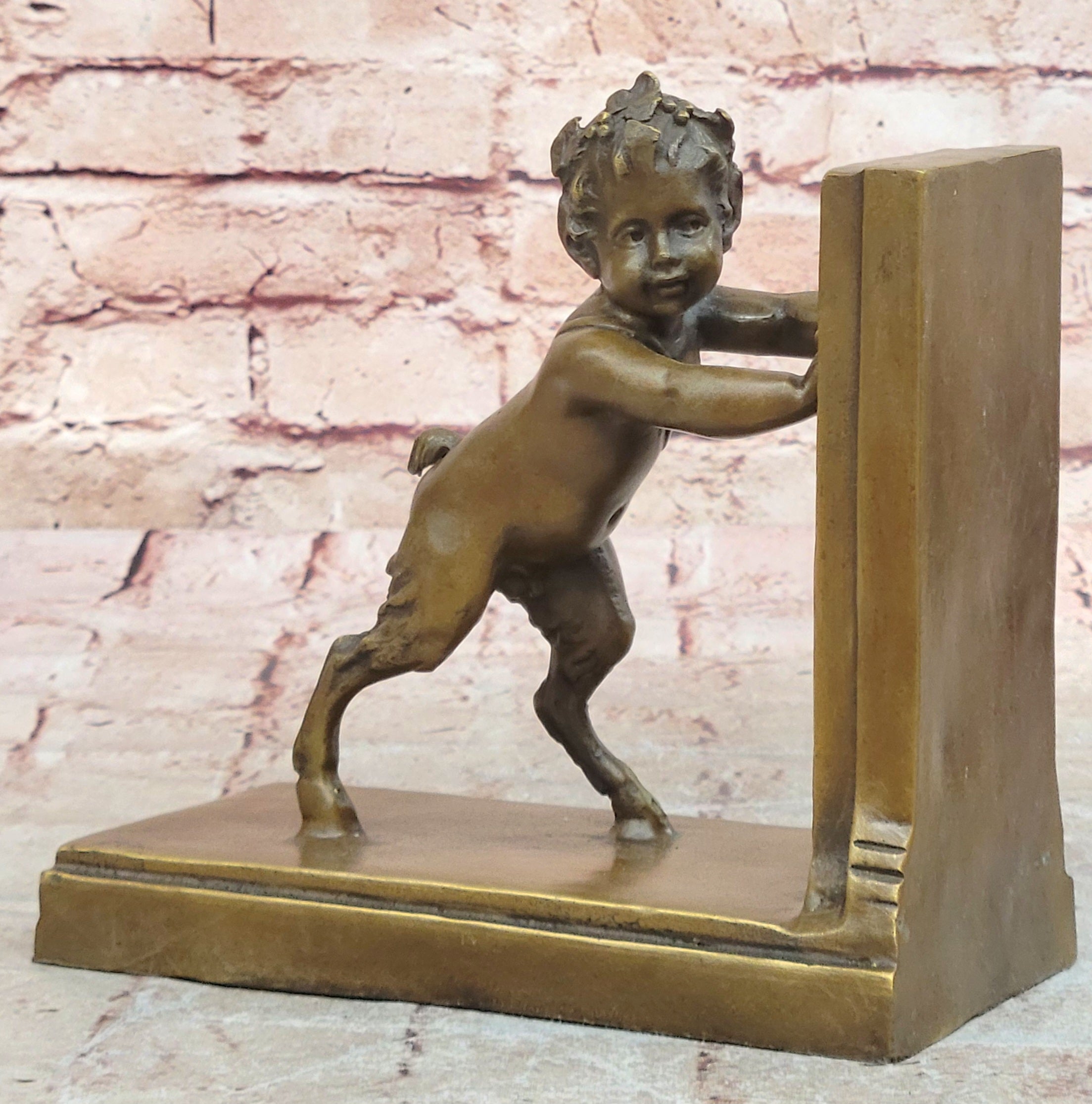 Bronze Sculpture Statue Signed by Milo Art Deco Satyr with Goat Classic Figurine