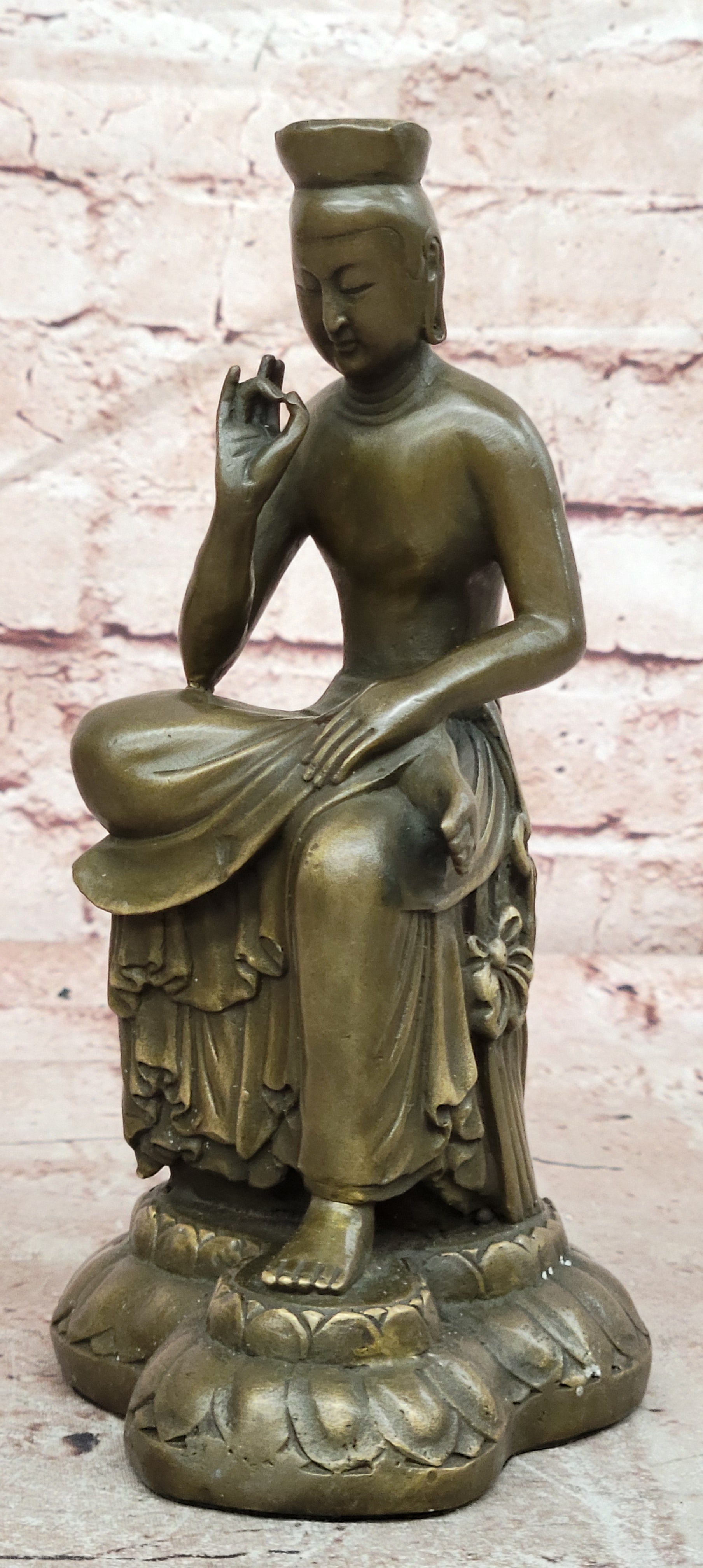 Bronze Buddha Statue Signed Milo Meditation Art Religious Collectible Sculpture