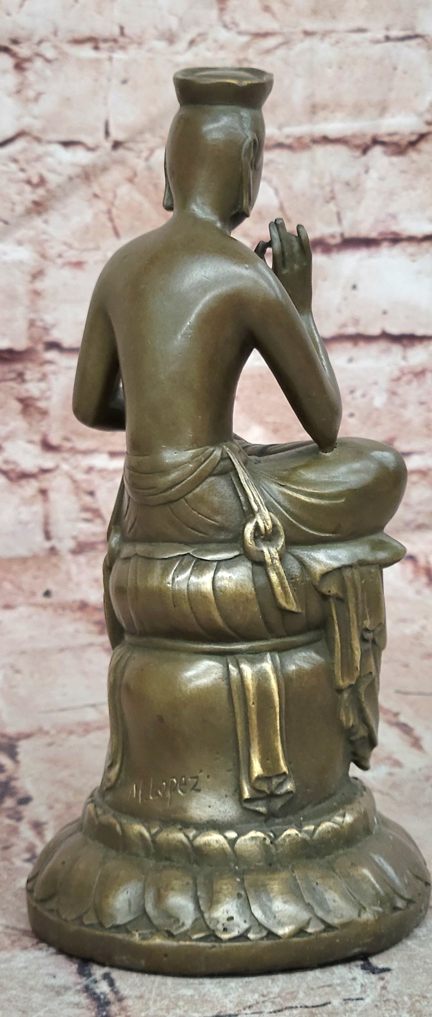 Bronze Buddha Statue Signed Milo Meditation Art Religious Collectible Sculpture