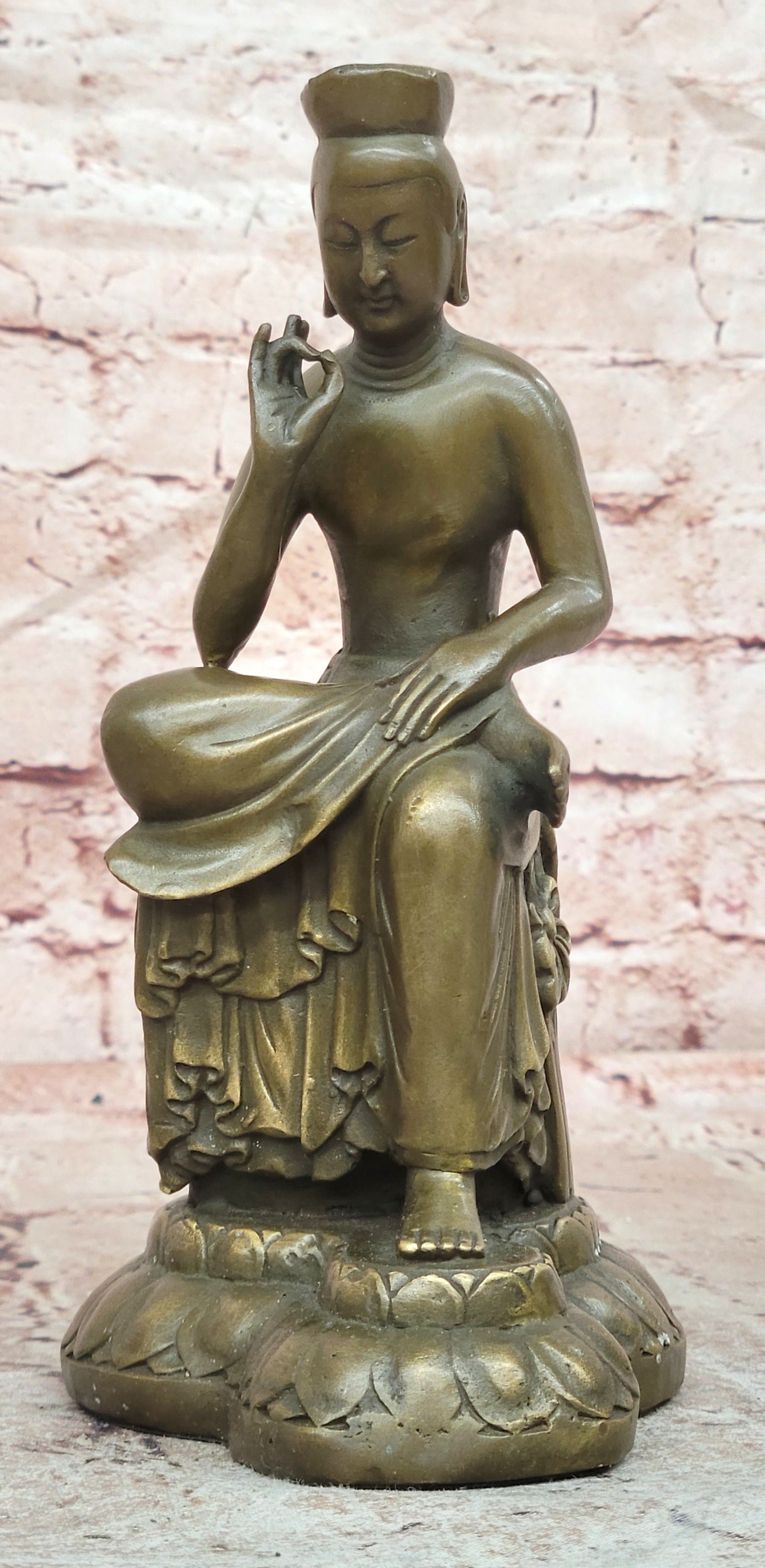 Bronze Buddha Statue Signed Milo Meditation Art Religious Collectible Sculpture