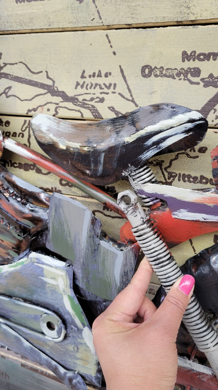 "Motorcycle 1" Primo Mixed Media Hand Painted Iron Wall Sculpture Handcrafted Artwork