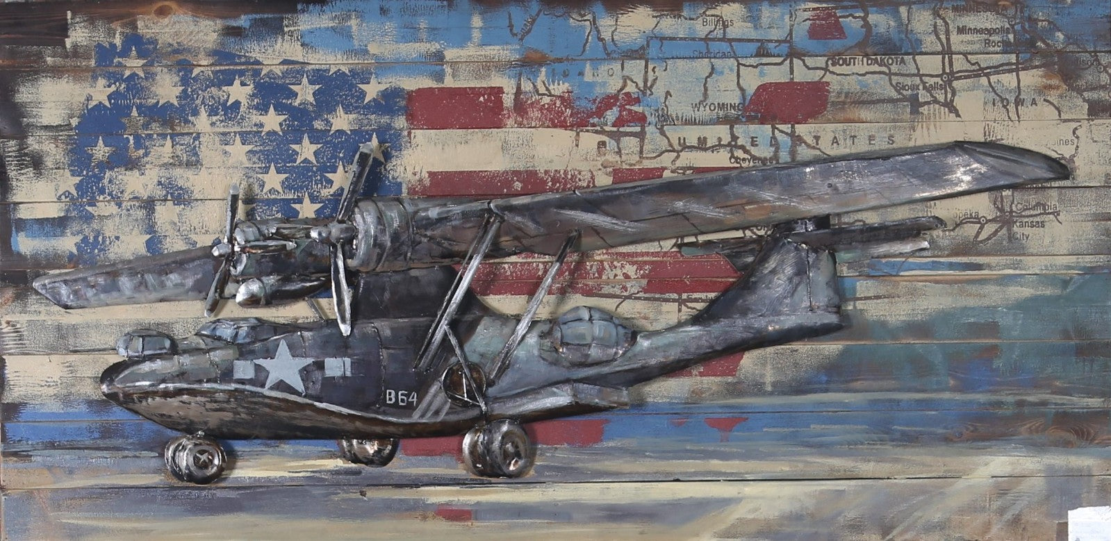 Buy Customer’s Favorite 3D Galvanized Metal Airplane Wall Art – Unique Industrial Home Décor on Sale