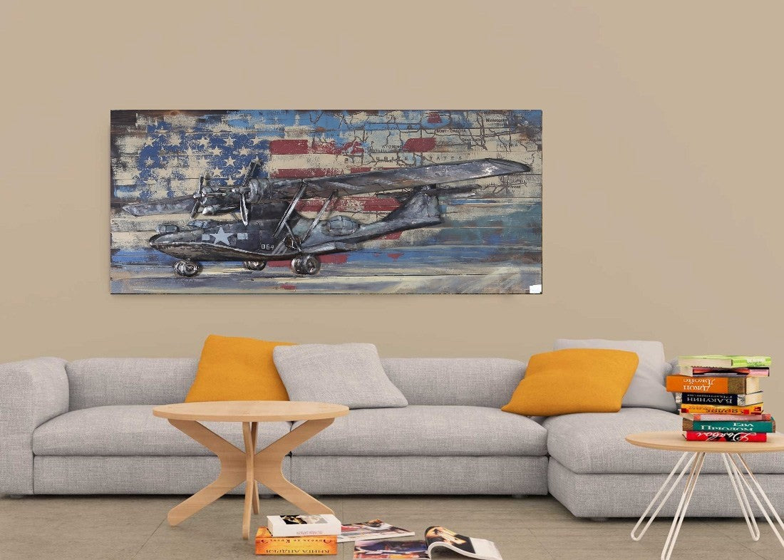Buy Customer’s Favorite 3D Galvanized Metal Airplane Wall Art – Unique Industrial Home Décor on Sale