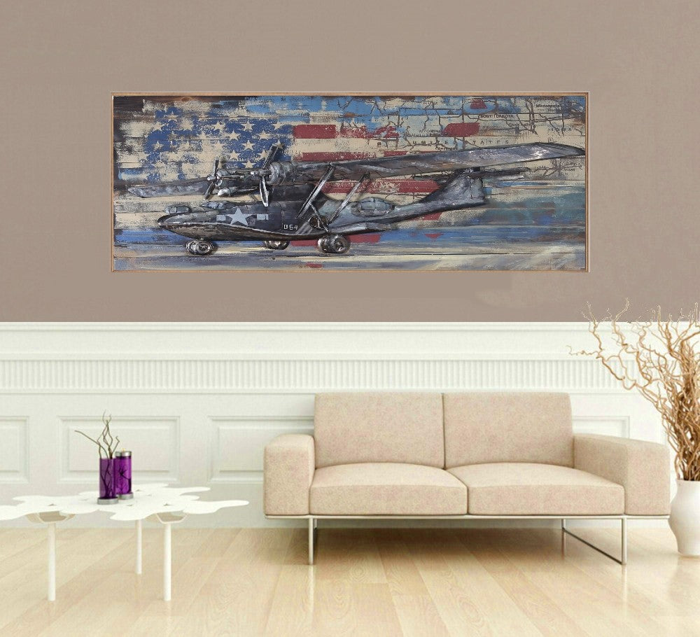 Buy Customer’s Favorite 3D Galvanized Metal Airplane Wall Art – Unique Industrial Home Décor on Sale