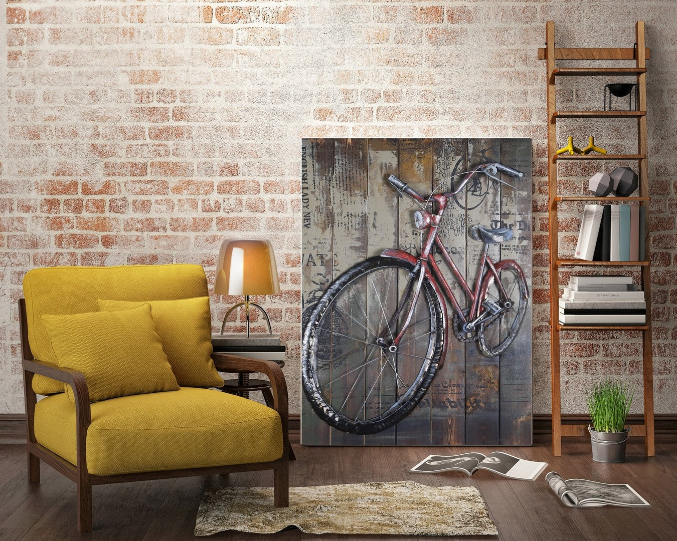 Still life metal painting wall arts modern 3d art wall iron bicycle home decor