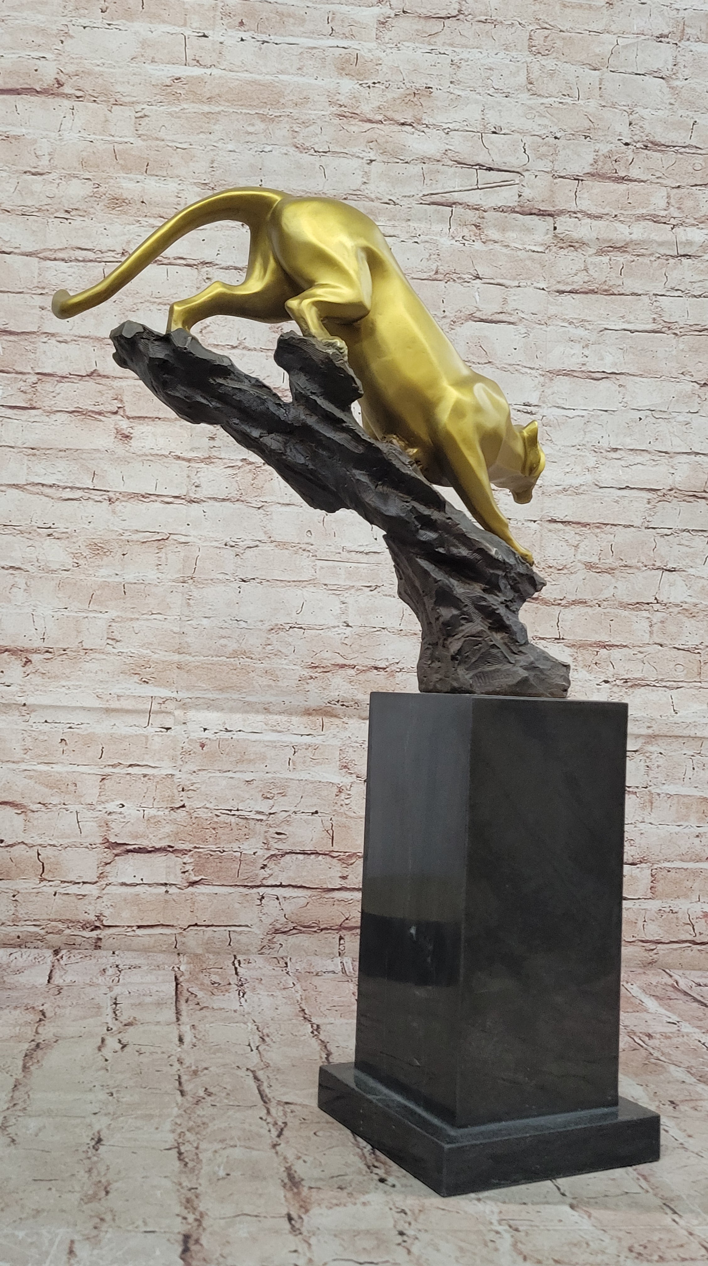 Museum Quality Cougar Bronze Sculpture Signed Williams Mountain Lion Figurine Decor